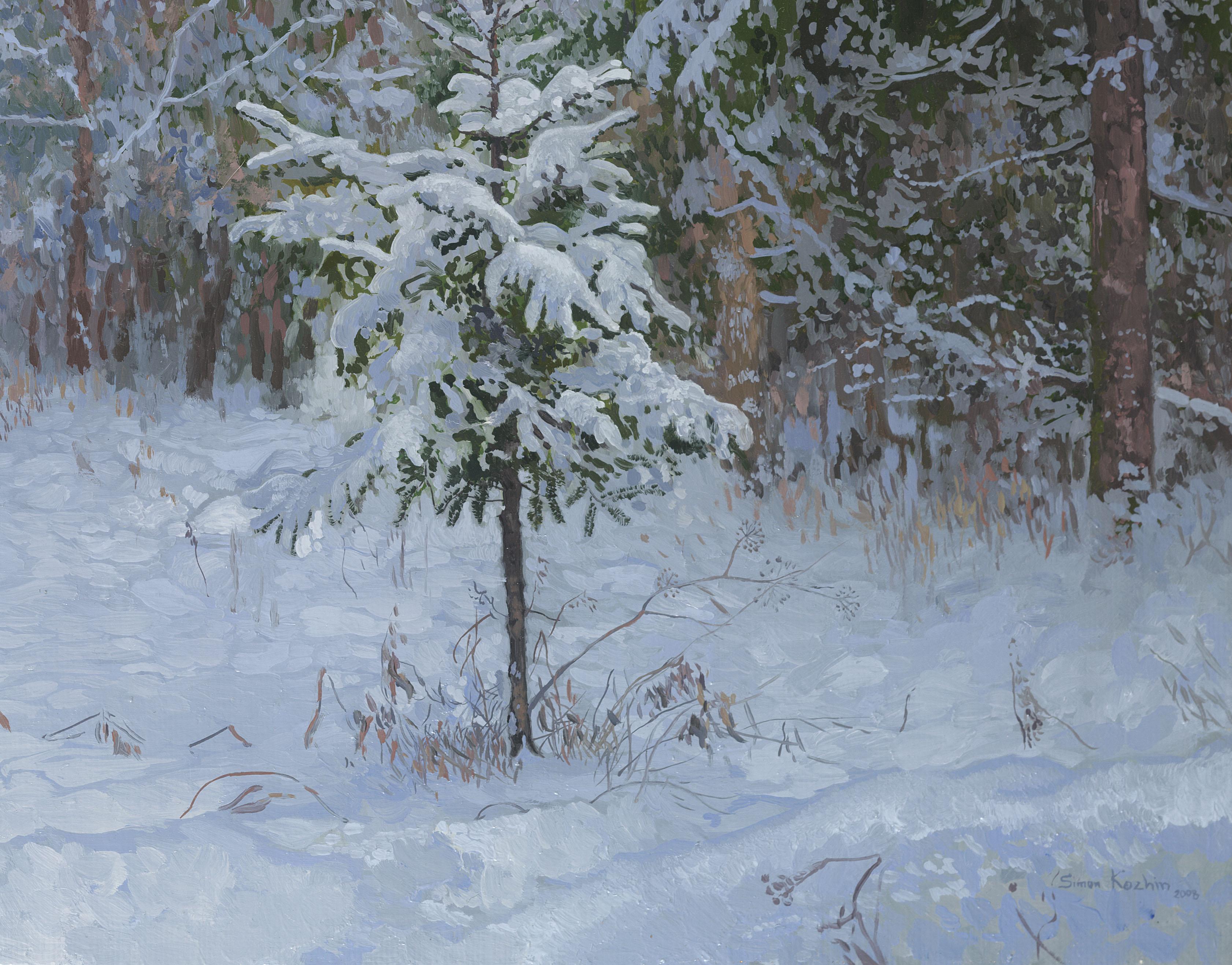 In this painting, I sought to capture the serenity and immensity of a snow-covered forest. Using oil paints, I layered textures and hues to recreate the quiet and chilly atmosphere. The soft crunch underfoot and the muffled world wrapped in snow