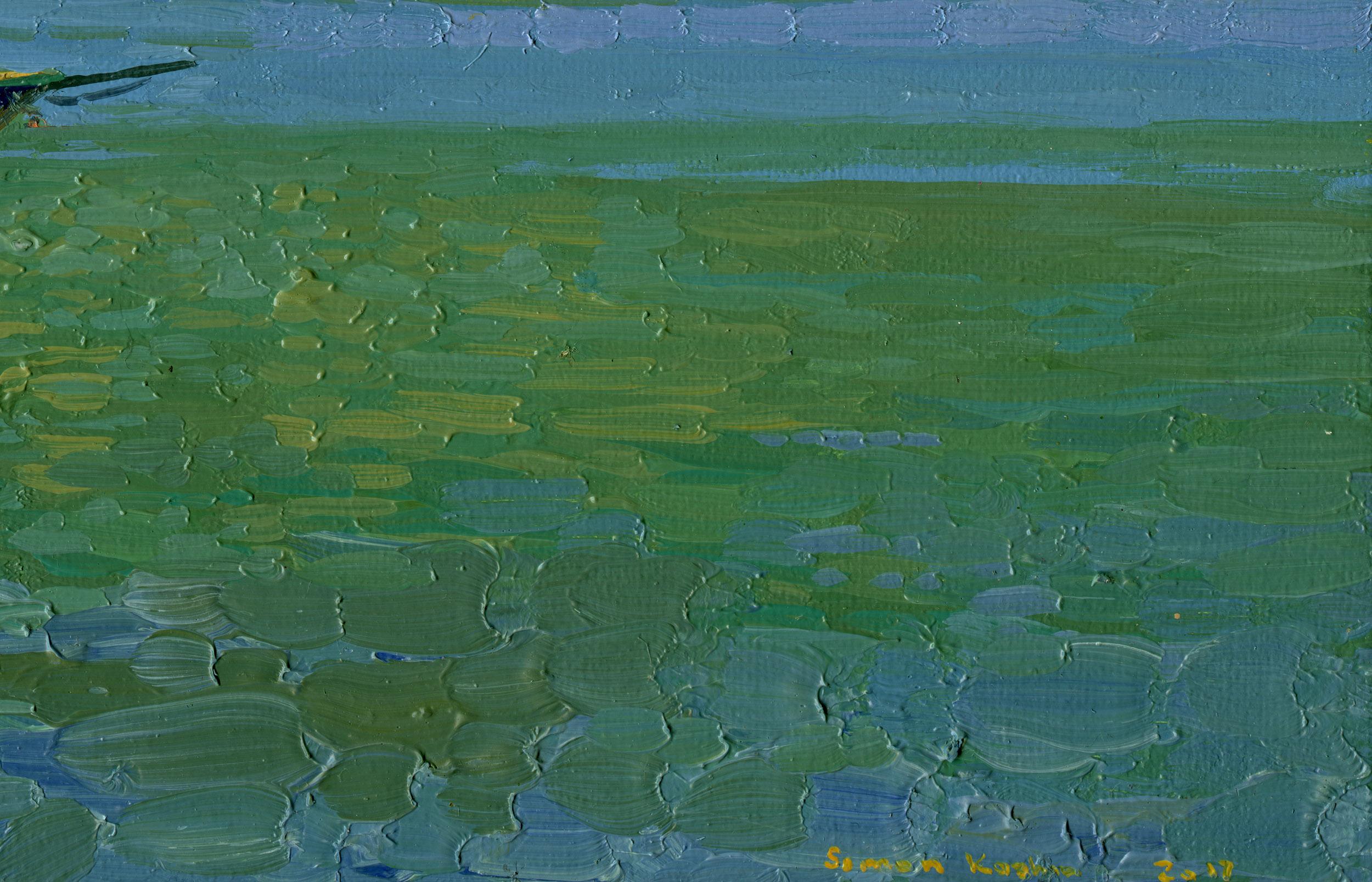 Nel creare questo pezzo, ho incanalato la mia passione per la bellezza serena del mare e la libertà che rappresenta. Le mie pennellate trasmettono il movimento dell'acqua e il calore del sole che gioca sulle superfici della barca. Questo dipinto è
