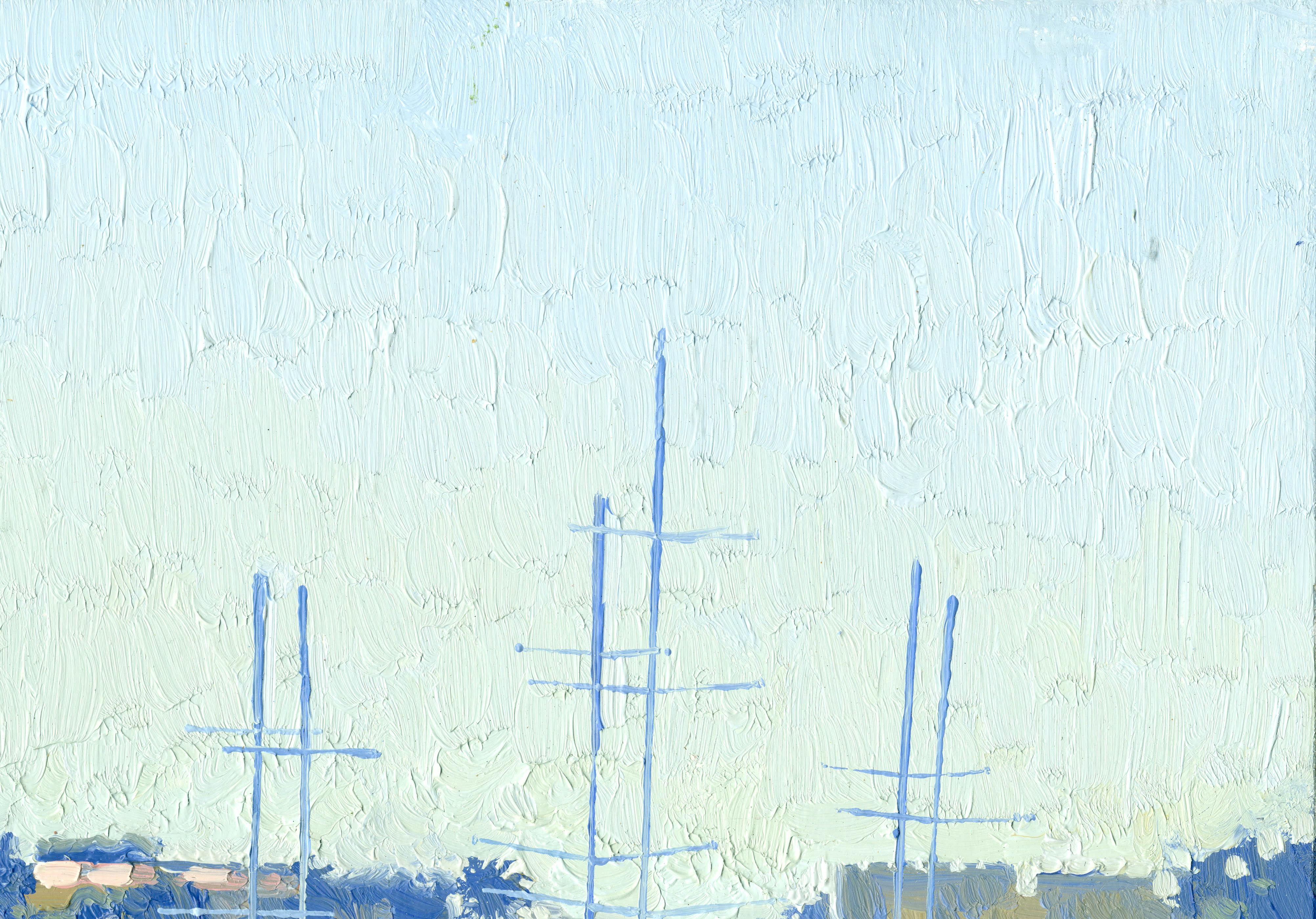 Yates en el puerto de Mandraki - Painting Impresionista de Simon Kozhin