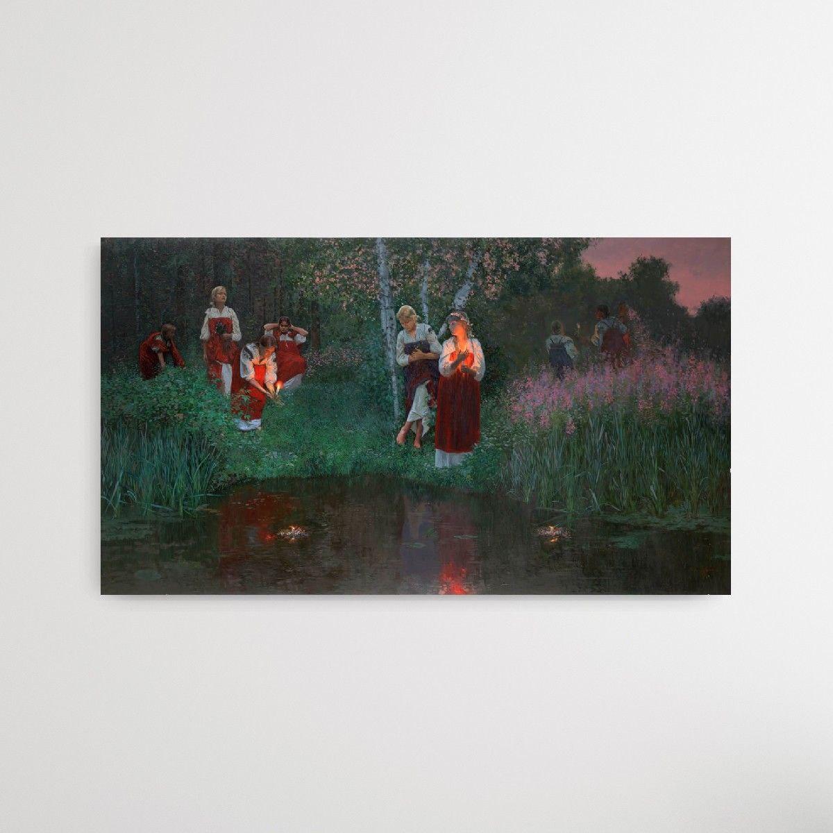 Ivan Kupala. Fortunetelling for wreaths. Figurative Canvas Print by Simon Kozhin For Sale 9