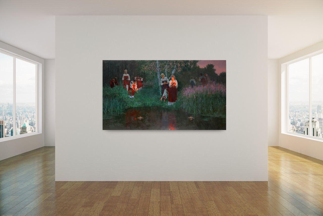 Ivan Kupala. Fortunetelling for wreaths. Figurative Canvas Print by Simon Kozhin For Sale 10
