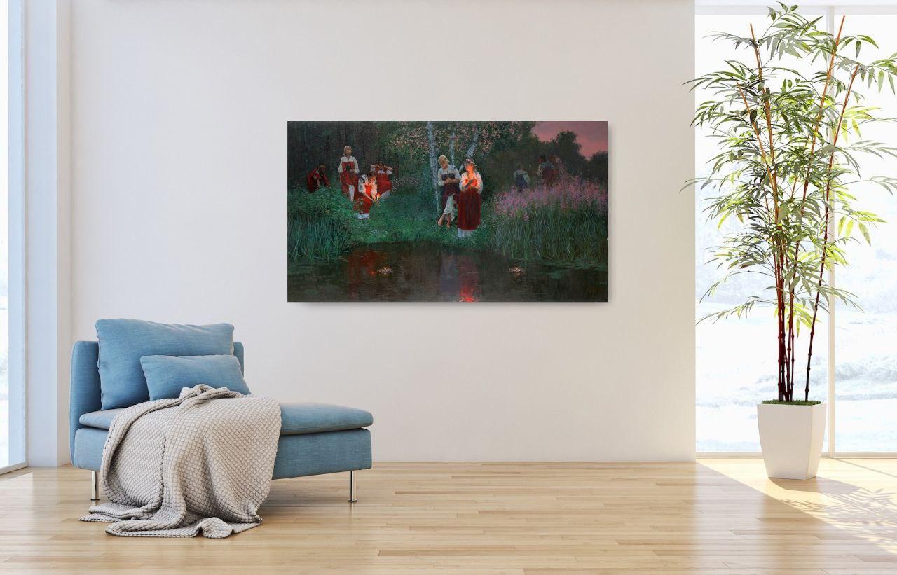 Ivan Kupala. Fortunetelling for wreaths. Figurative Canvas Print by Simon Kozhin For Sale 11