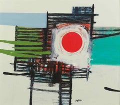 'Blood Red Moon' abstract painting by Simon Laurie