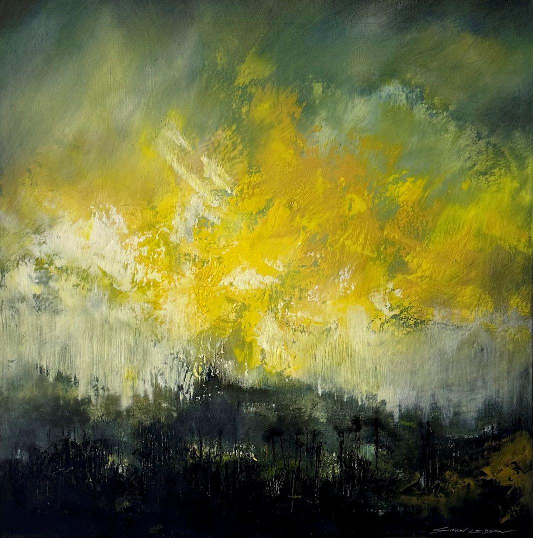 Ámbar a la deriva - pintura contemporánea semiabstracta en técnica mixta - Mixed Media Art de Simon Ledson