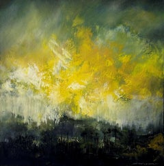 Ámbar a la deriva - pintura contemporánea semiabstracta en técnica mixta