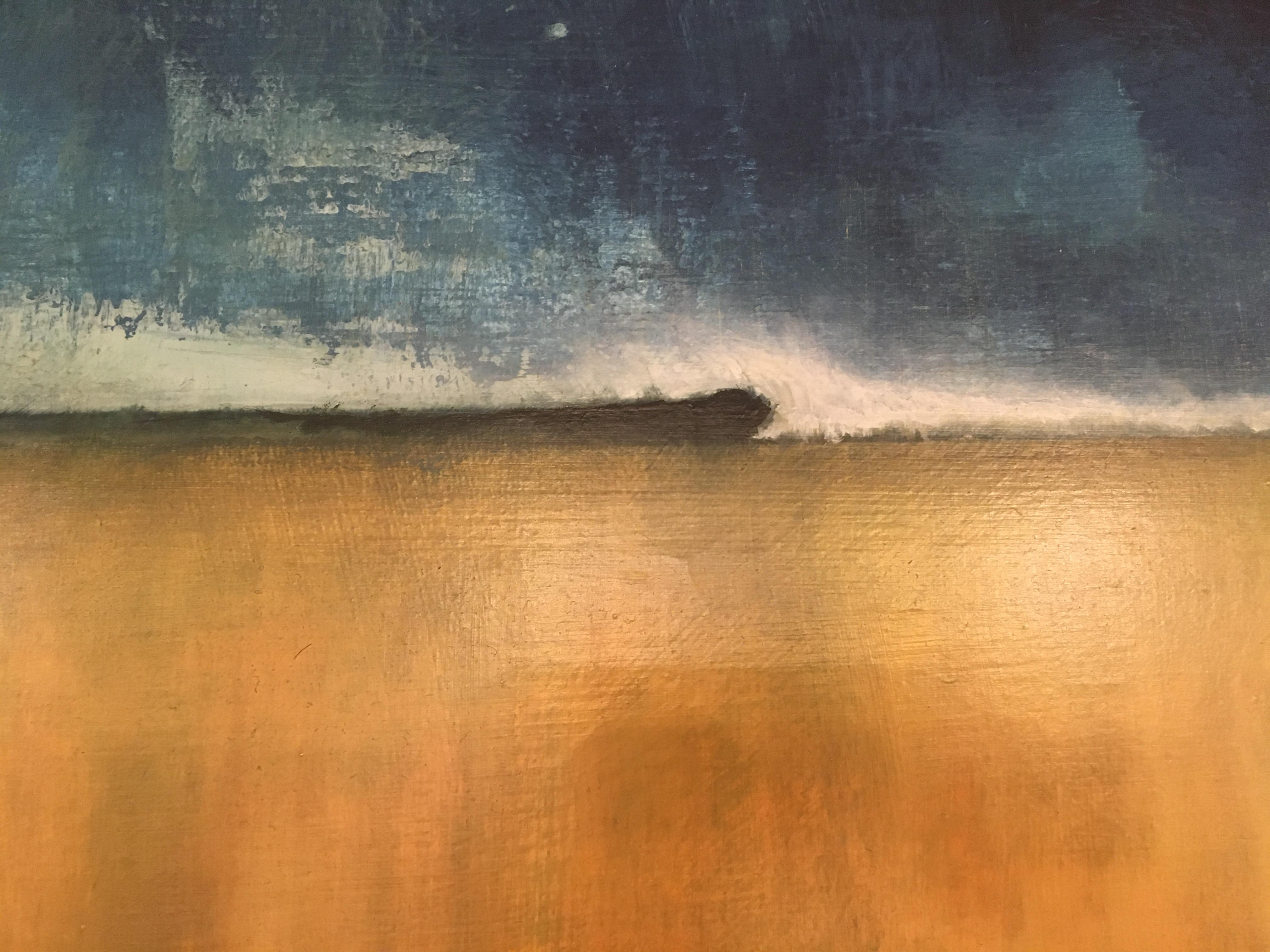 Anker-R - zeitgenössisches abstraktes gerahmtes Porträt Meereslandschaft Öl auf Leinwand  (Braun), Abstract Painting, von Simon Ledson