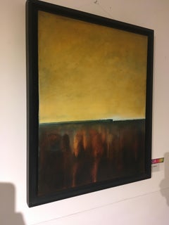 Hash-R -contemporary abstract yellow and brown surf seascape oil on canvas