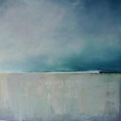 Sticks-L  -contemporary abstract blue and grey surf seascape oil on canvas