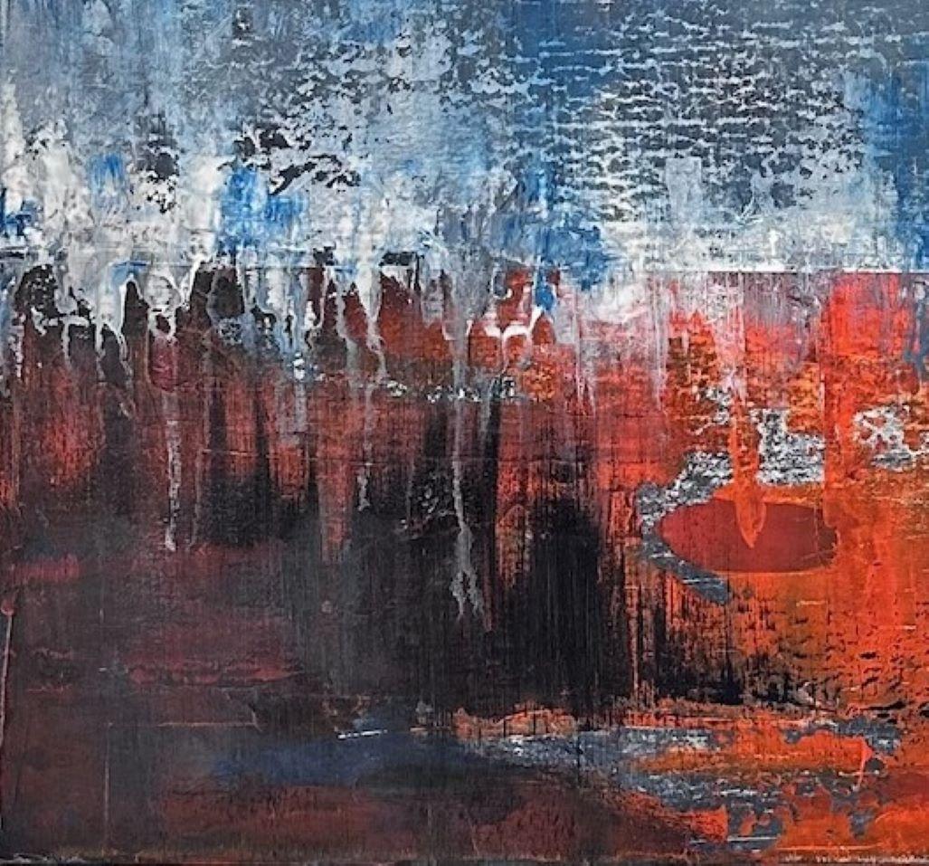 Barrido por el viento - pintura contemporánea semiabstracta en técnica mixta - Painting de Simon Ledson
