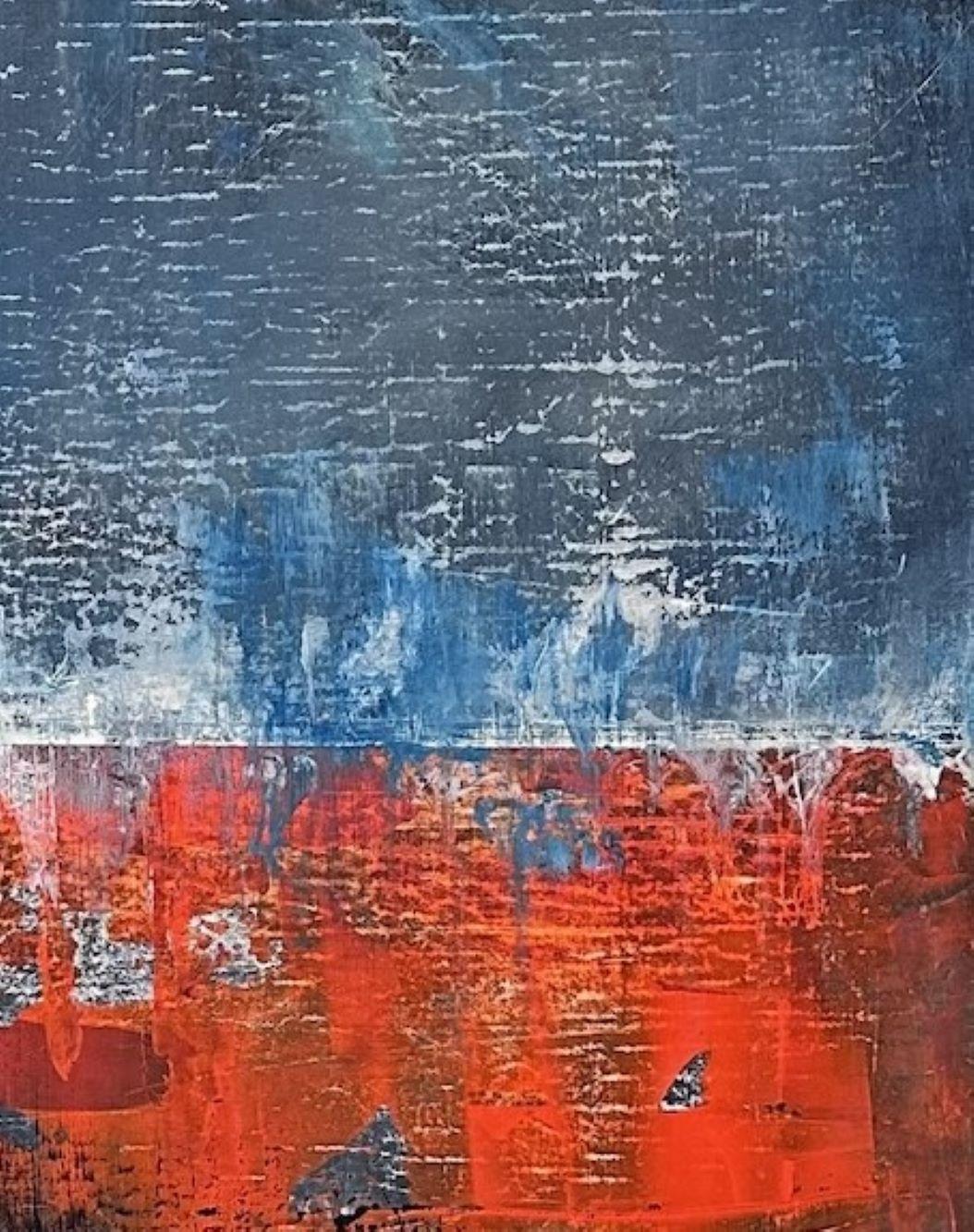 Barrido por el viento - pintura contemporánea semiabstracta en técnica mixta - Painting Contemporáneo de Simon Ledson