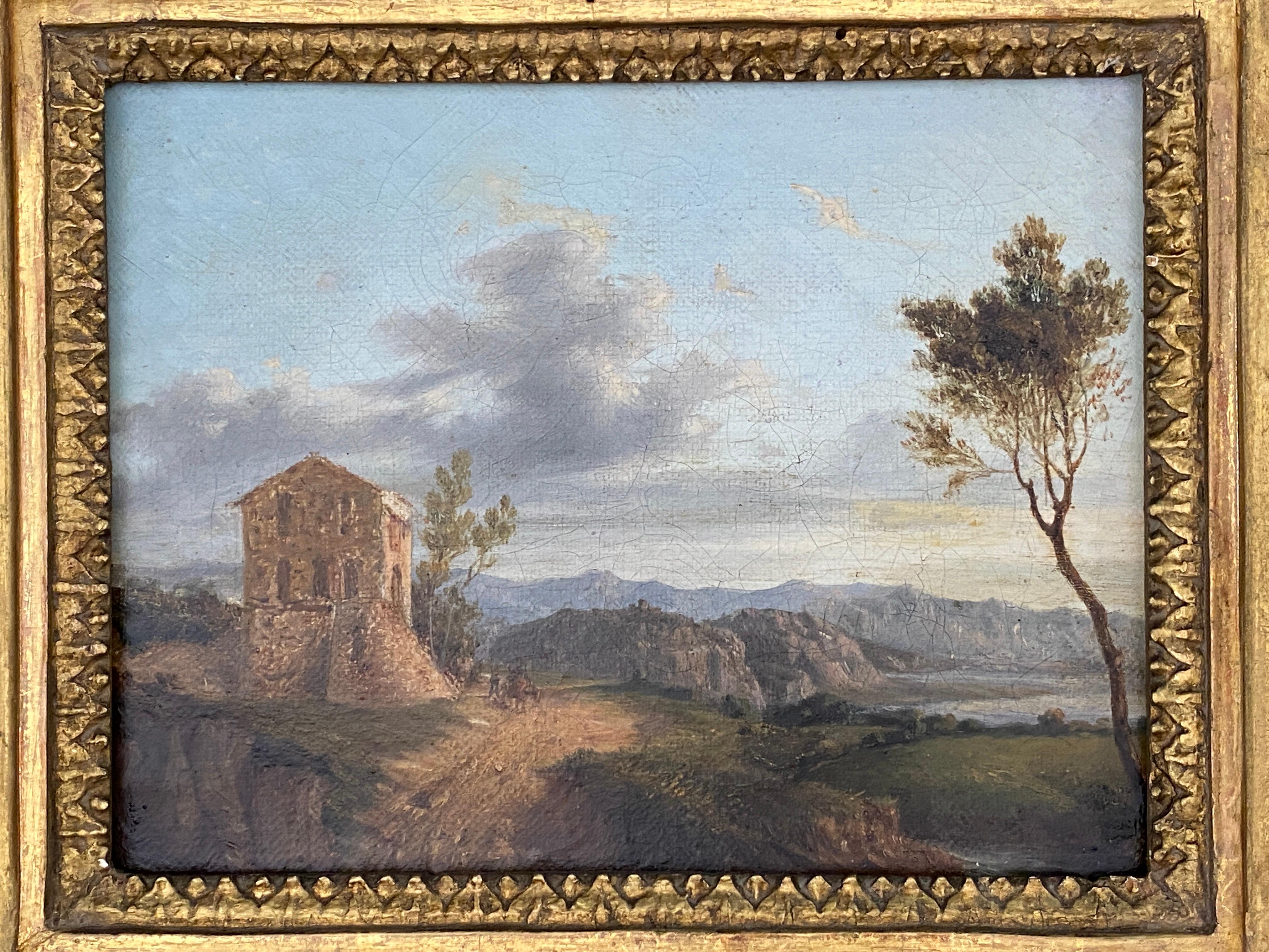 18th century French school in the manner of Simon-Mathurin Lantara. Seaside landscape with a vaporous and fine tone and a great lightness of touch. Oil on canvas with a thick gilded frame adorned with palmettes.

Dimensions with frame: Height 35 cm