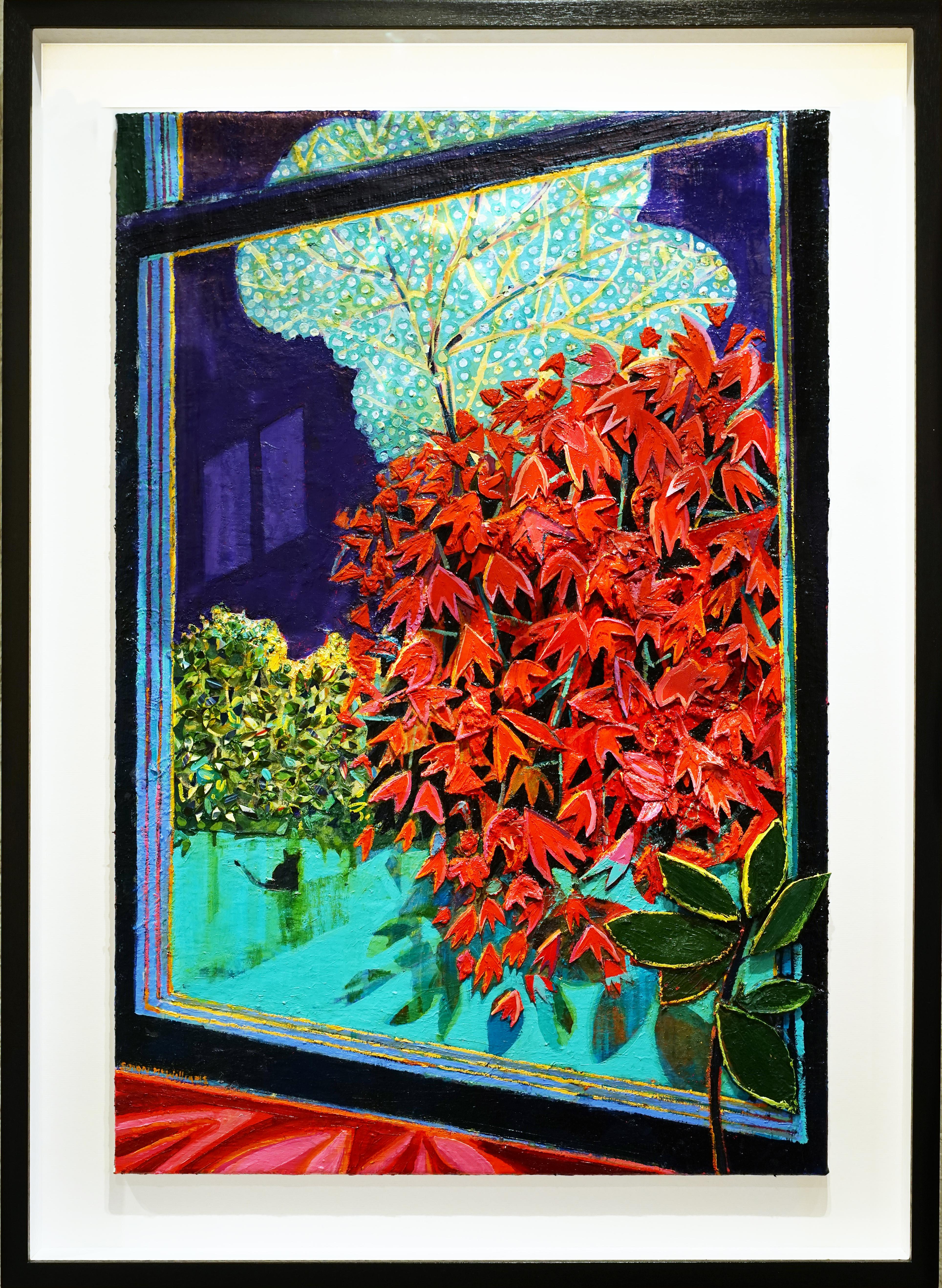 Gartenfenster
Öl und Collage auf Leinen
35 7/8 x 24 in
91 x 61 cm

