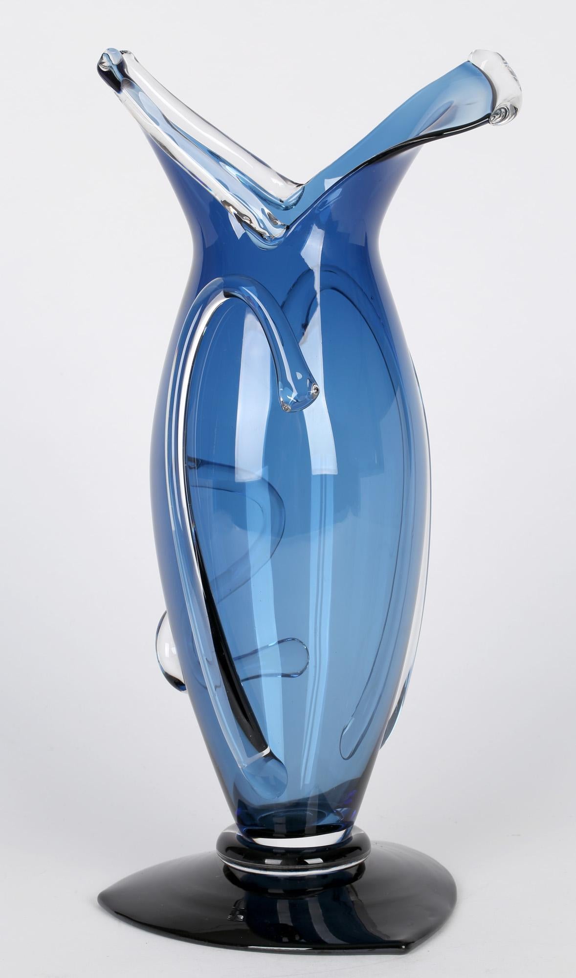 blue depression glass vase