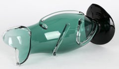 Simon Moore English Jarrón soplado a mano de vidrio artístico verde, circa 1989