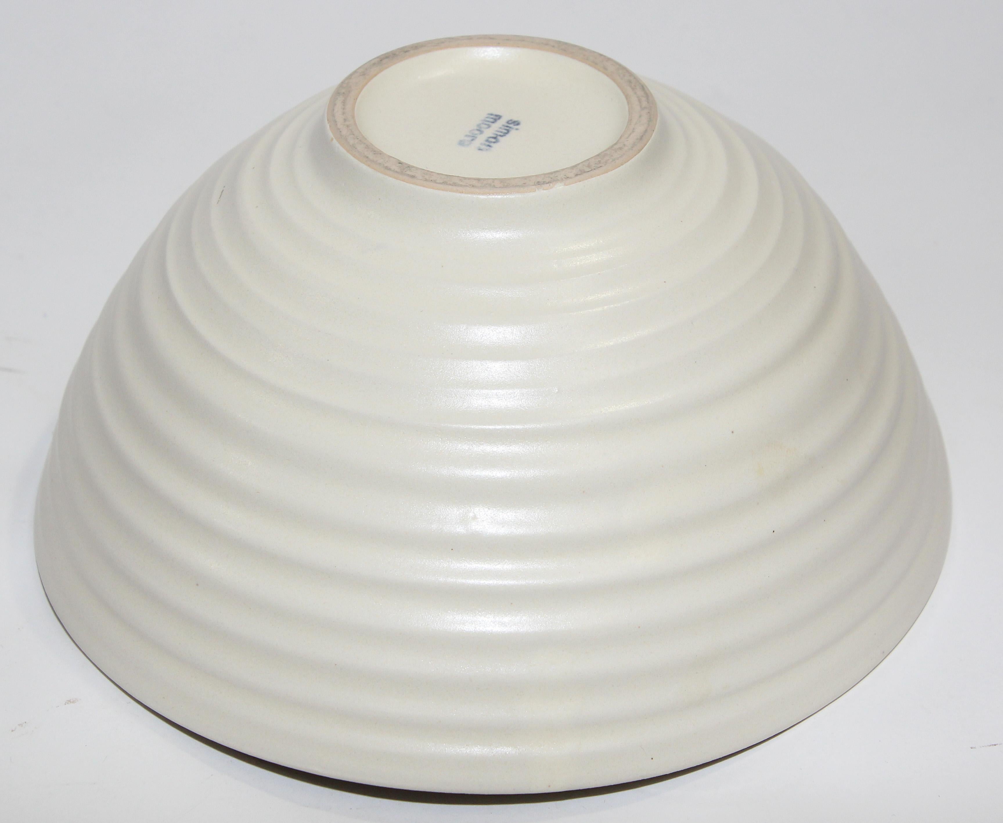 Simon Moore Studio Hand Made Pottery White Bowl  For Sale 3