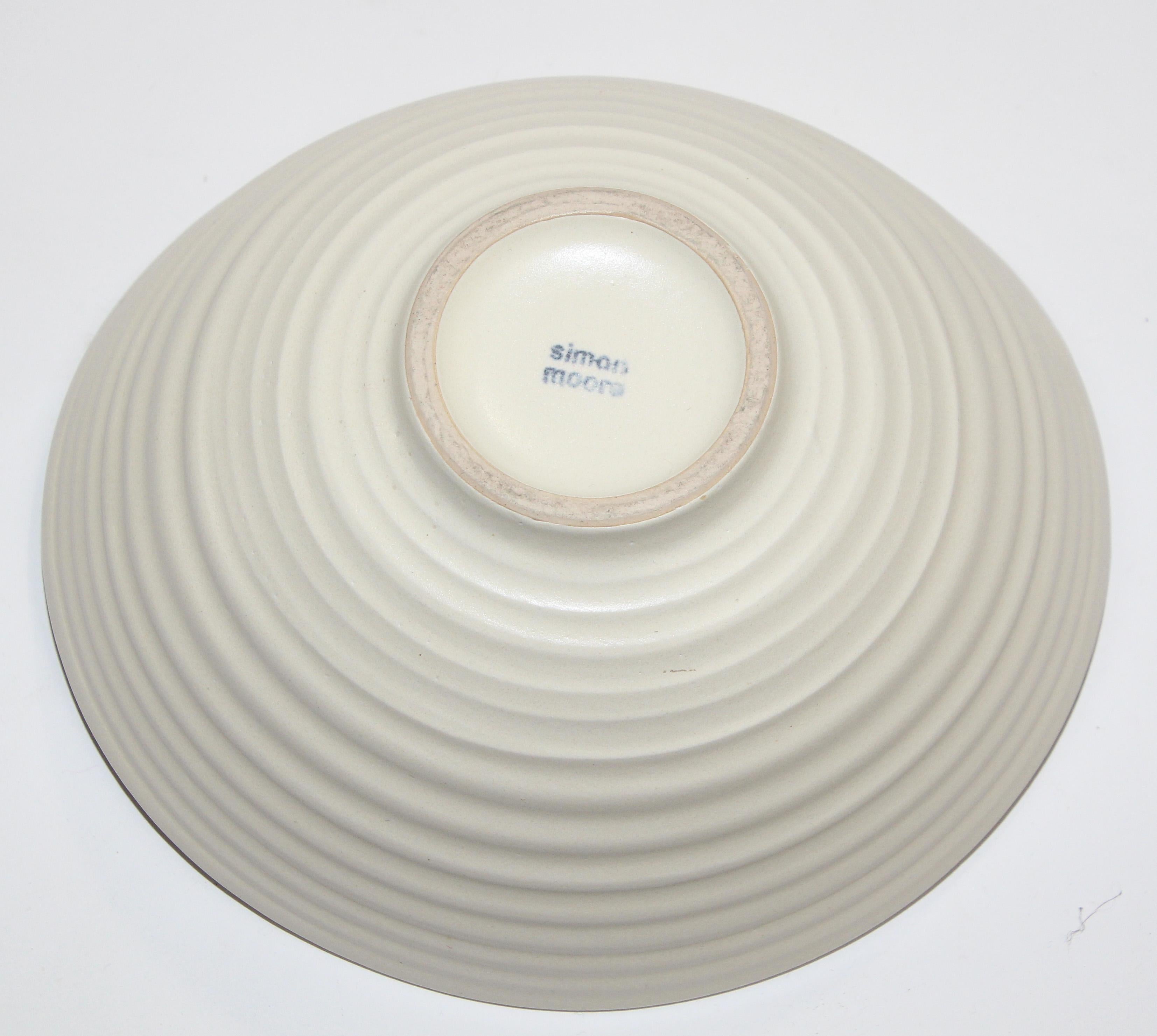 Simon Moore Studio Hand Made Pottery White Bowl  For Sale 5