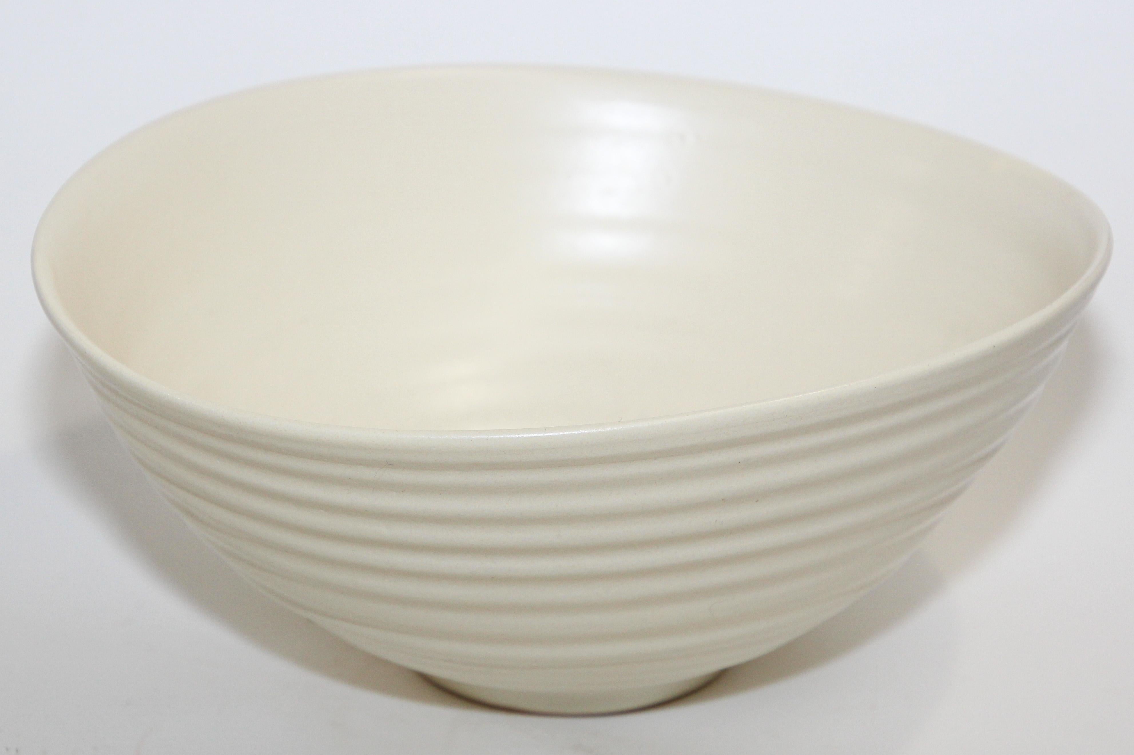 Glazed Simon Moore Studio Hand Made Pottery White Bowl  For Sale
