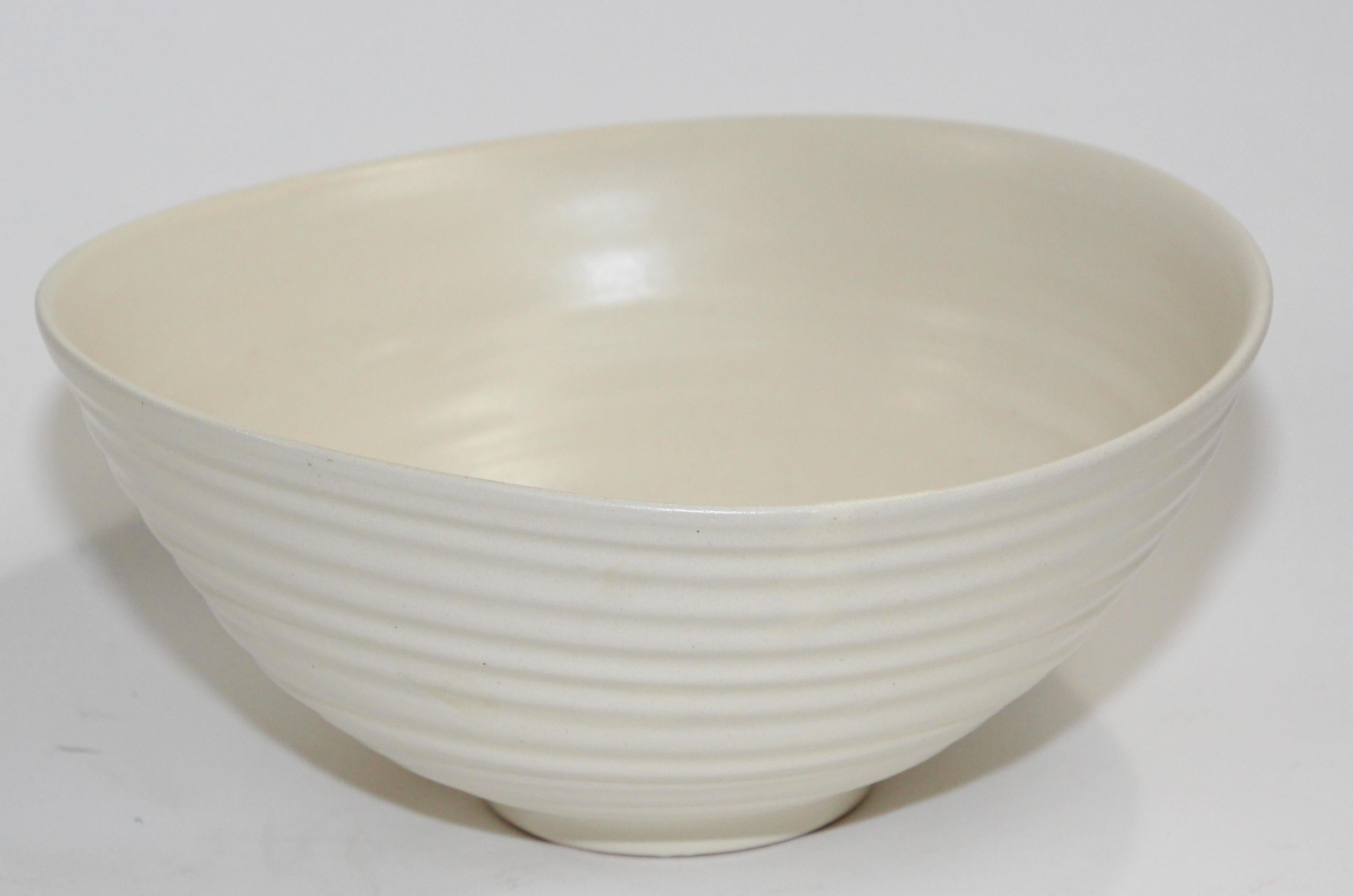 Ceramic Simon Moore Studio Hand Made Pottery White Bowl  For Sale