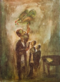 Judaica Polish Offset Lithograph Hasidic Jewish Prayers, Kapparot
