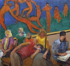 HERMITAGE II, people sitting in museum, paintings on the wall, oil paint