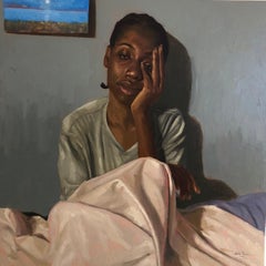 ¿Se pone mejor? - Siglo XXI, Contemporáneo, Figurativo, Mujer, África, Óleo