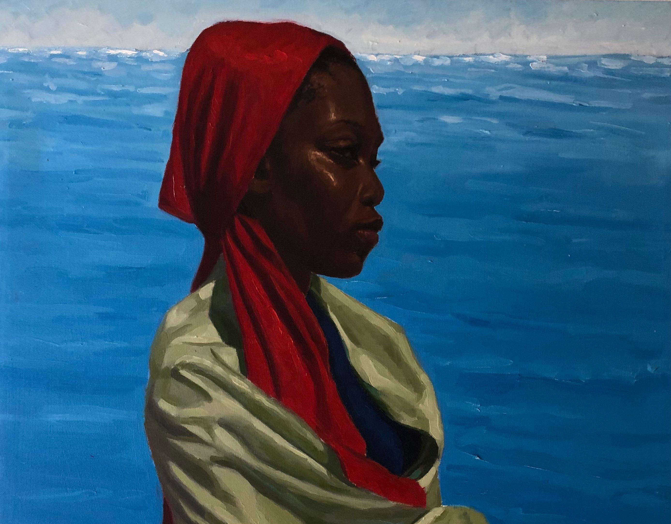 Ayant tout fait, je reste 1 - 21e siècle, Contemporain, Paysage, Femmes, Huile - Painting de Simon Obeka