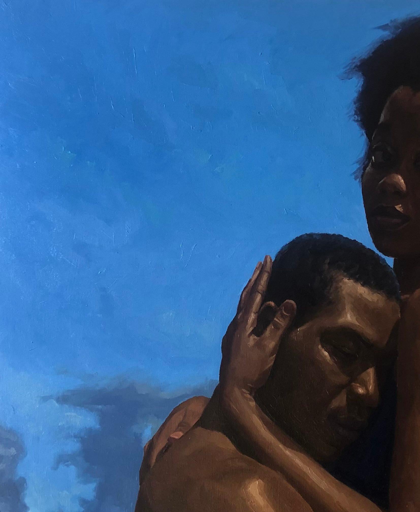Nothing But Human - 21° secolo, Contemporaneo, Figurativo, Abbraccio appassionato, Amore - Painting di Simon Obeka