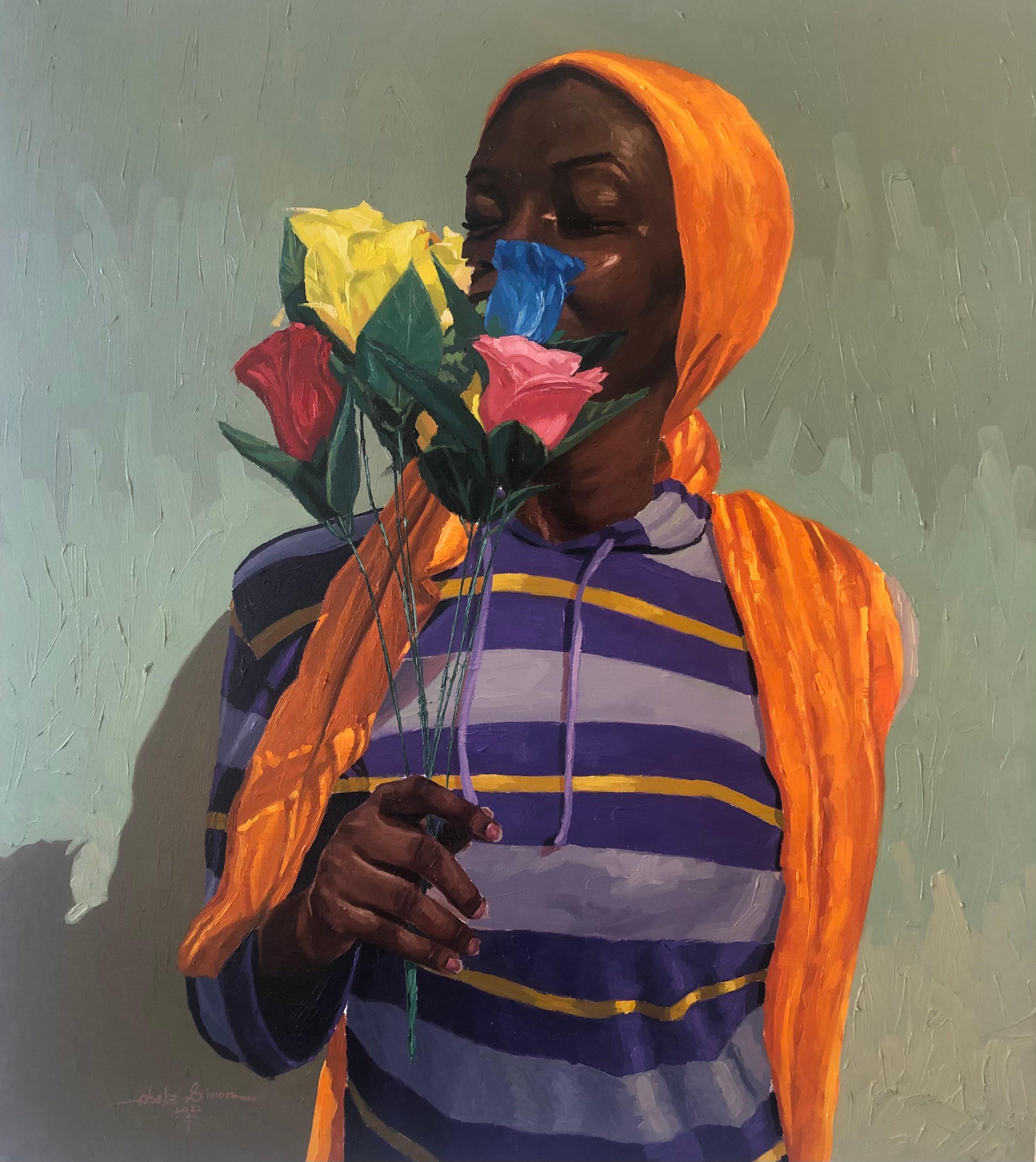Simon Obeka Figurative Painting – Auf deinem Grab werden sie nicht gut riechen
