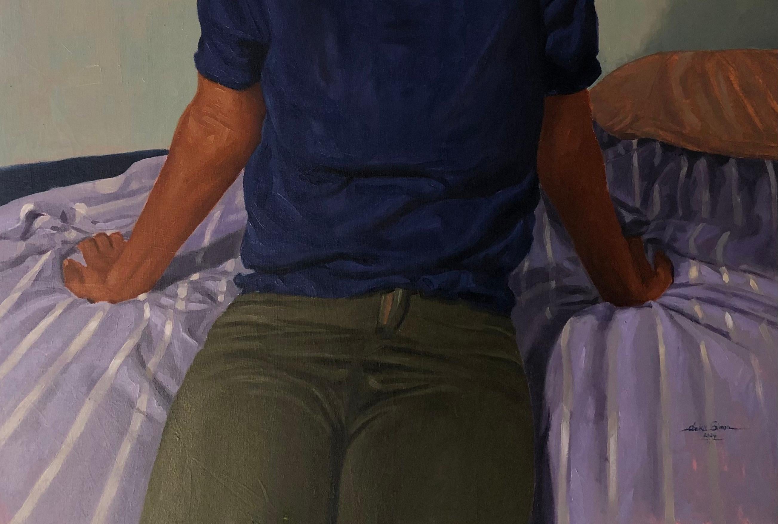 Senza dubbio sarò qui - 21° secolo, Contemporaneo, Figurativo, Donne, Amore - Figurative Painting Nero di Simon Obeka