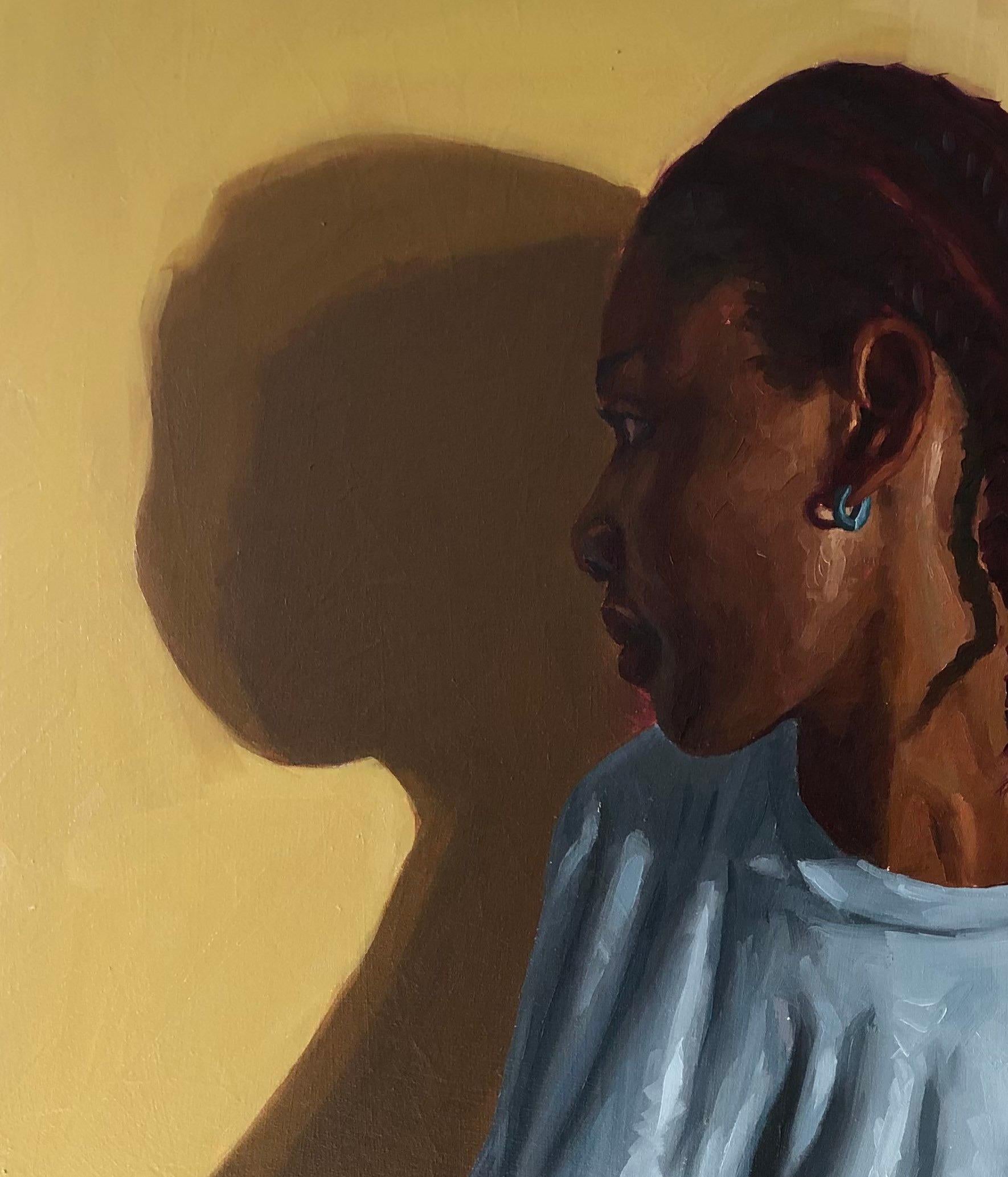 Sometimes I Talk To My Shadow 1 - 21st Century, Contemporary, Figurative, Women - Painting by Simon Obeka