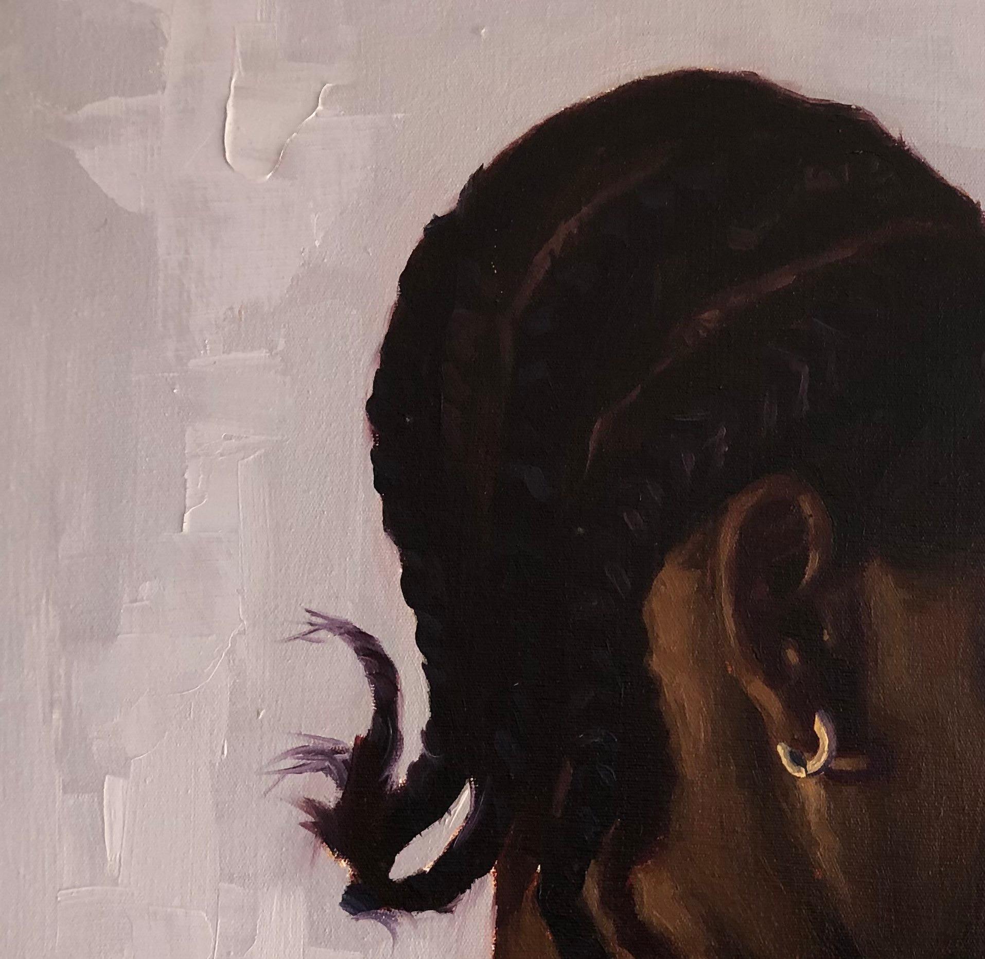 Sometimes I Talk To My Shadow 2 - 21st Century, Contemporary, Figurative, Women - Brown Figurative Painting by Simon Obeka