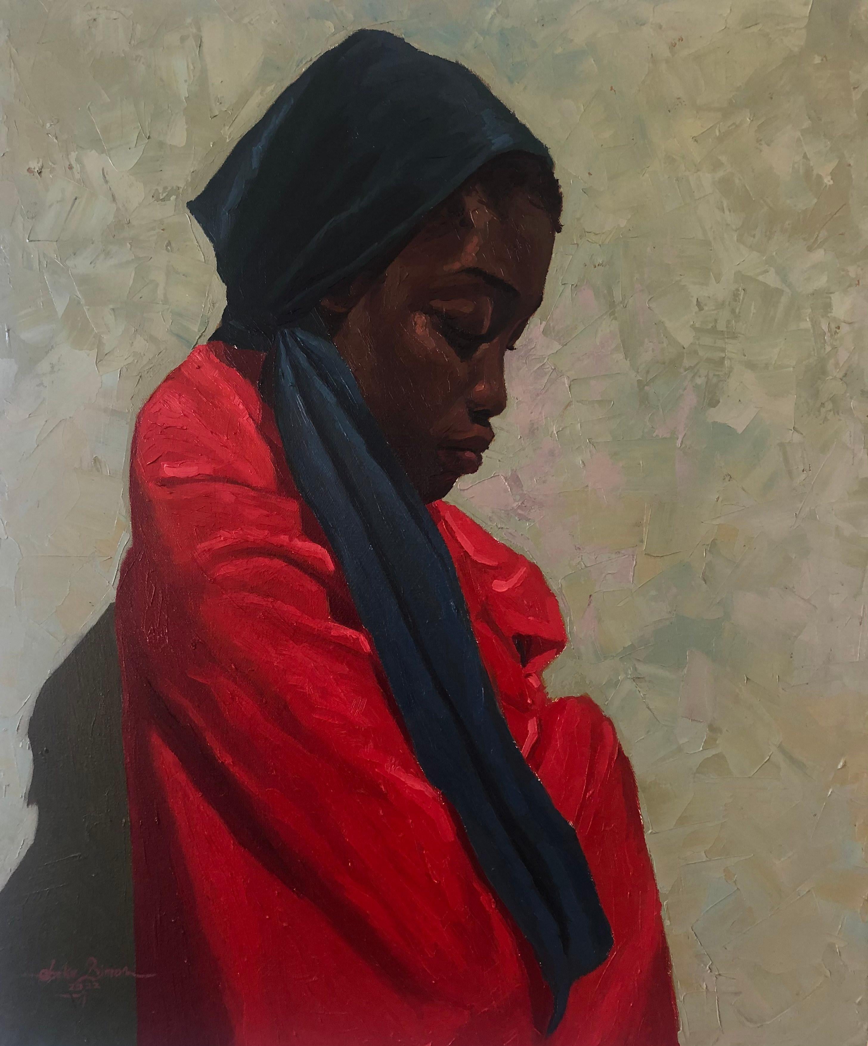 Simon Obeka Portrait Painting - Still in Silence