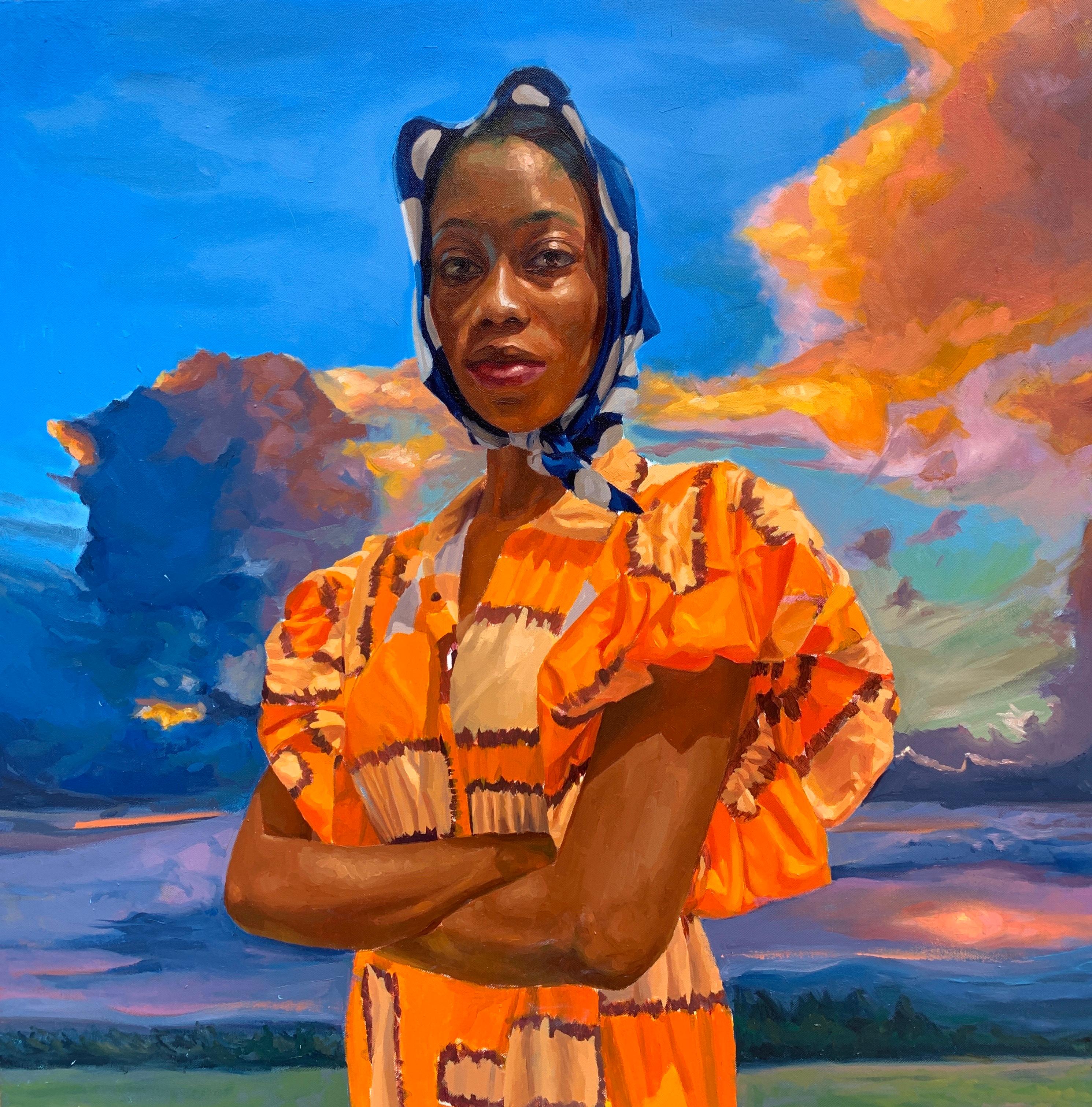 Unbroken 2: 21st Century Contemporary Figurative Oil Portrait of Woman in Nature