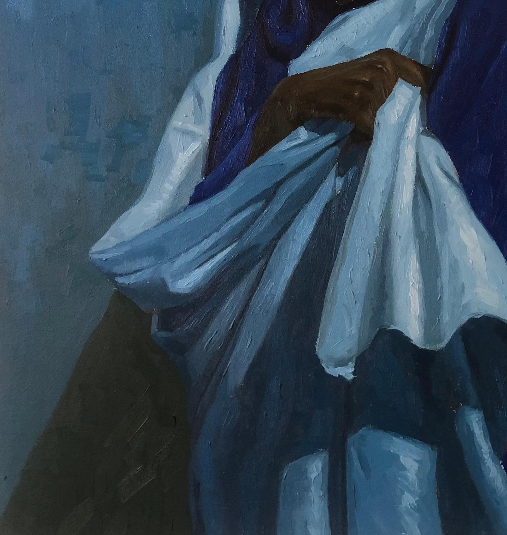 Imperturbabile 3 - Figurative Painting Blu di Simon Obeka