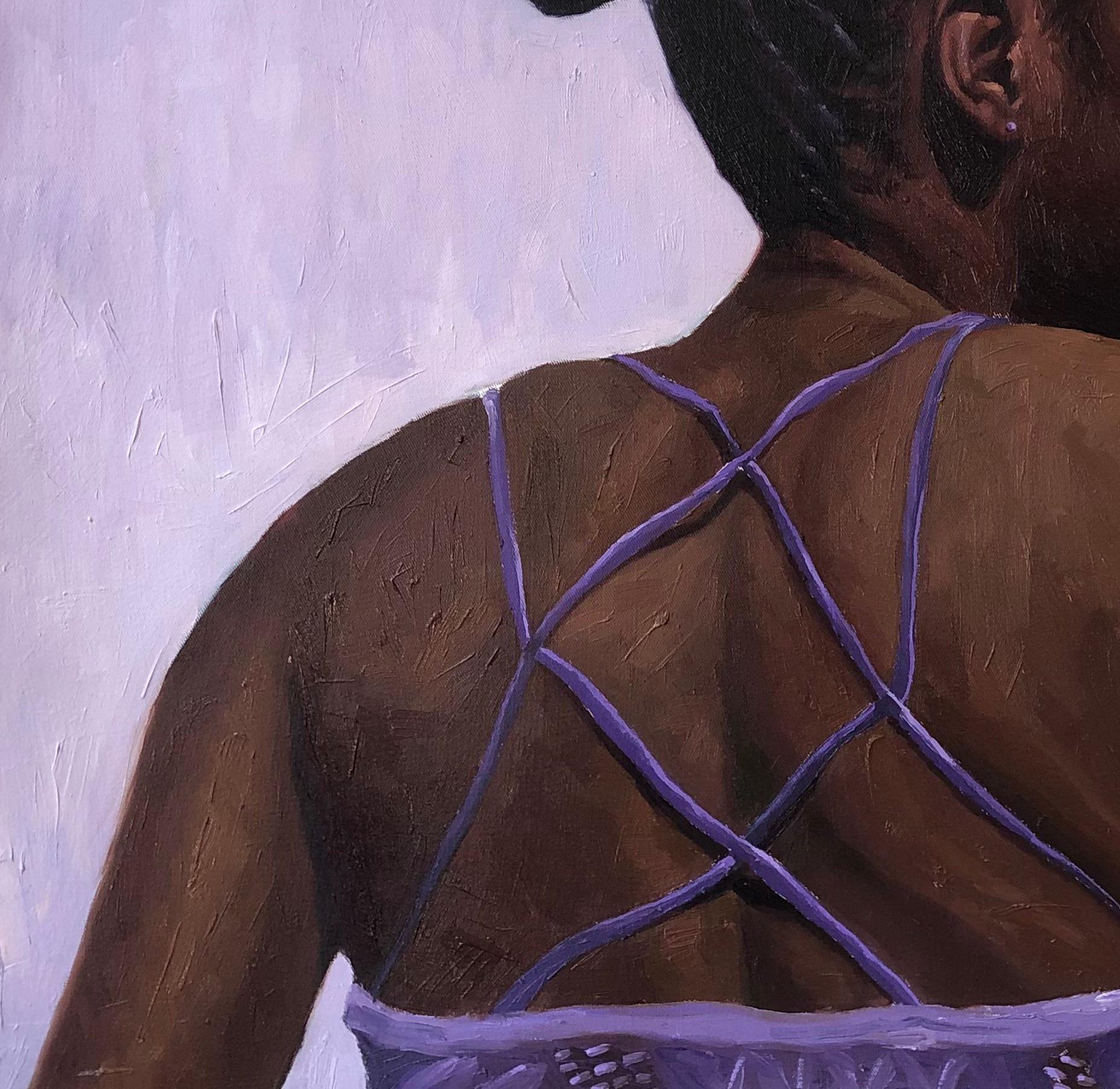 Unstoppable - Purple Figurative Painting by Simon Obeka