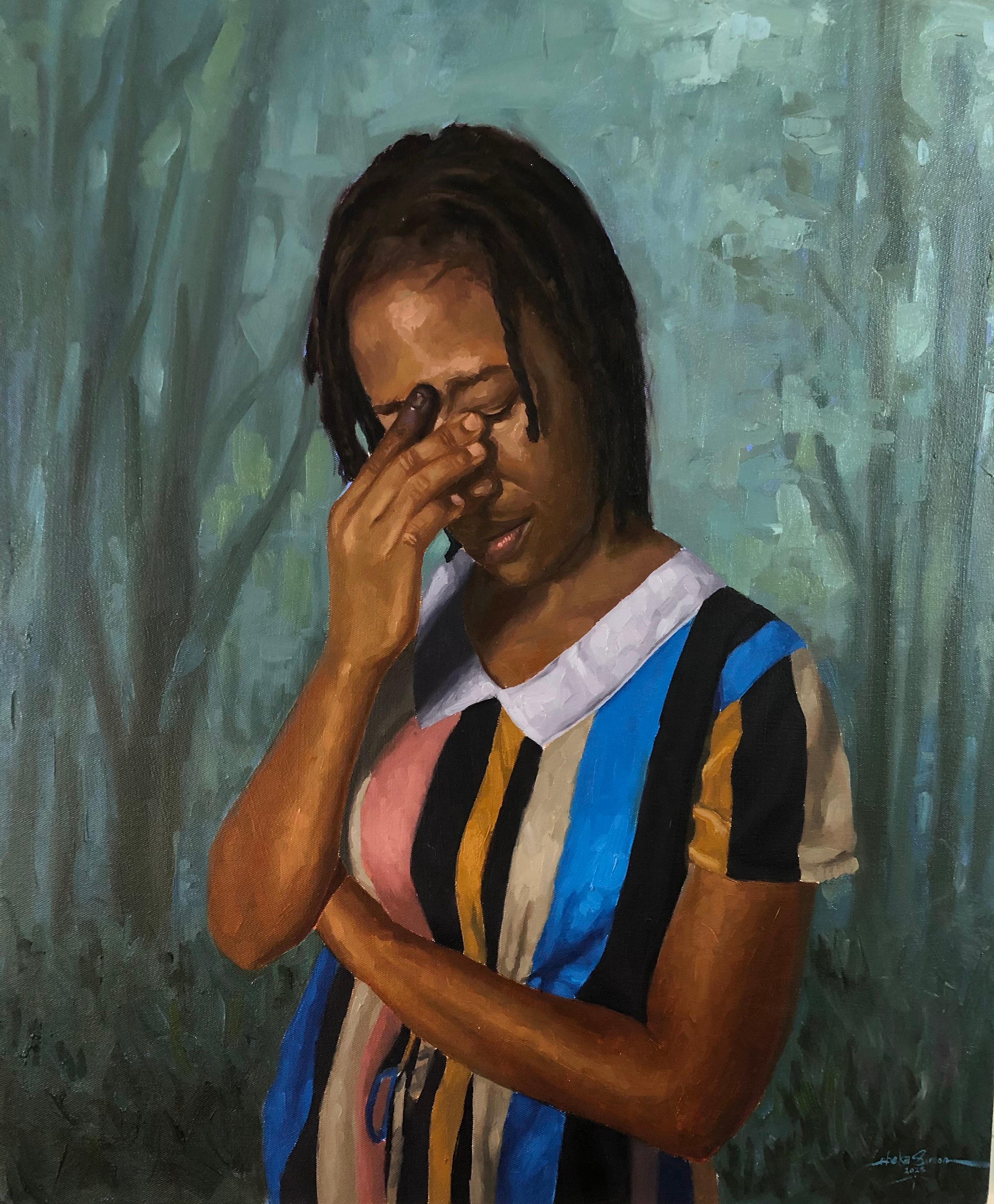Worries, Troubles and Pondering 2: 21st Century Contemporary Oil Portrait, Woman
