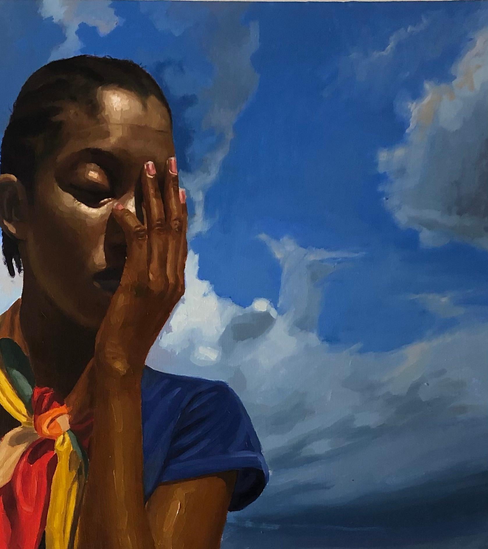 Preoccupazioni, problemi e riflessioni - 21° secolo, Contemporaneo, Figurativo, Donne - Figurative Painting Nero di Simon Obeka