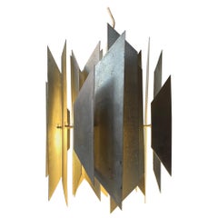 Lampada da soffitto in acciaio brutalista di Simon P. Henningsen per Lyfa, anni '60