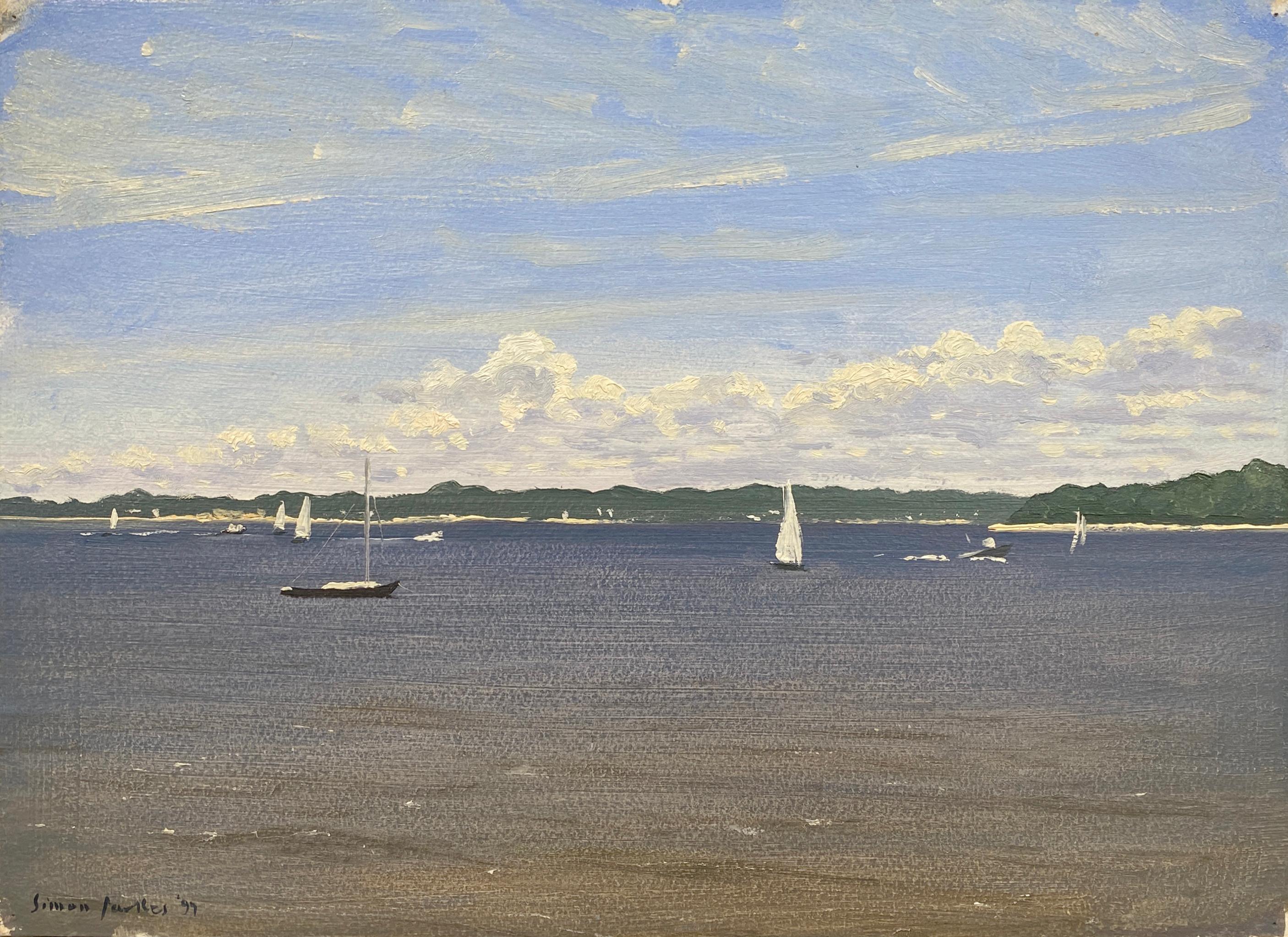 Simon Parkes Landscape Painting – Gardiner's Bay, früher Juli, East Hampton