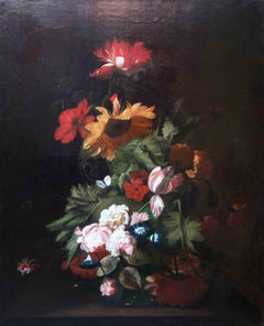 Floral Arrangement- Dutch art Old Master still life oil painting tulip sunflower