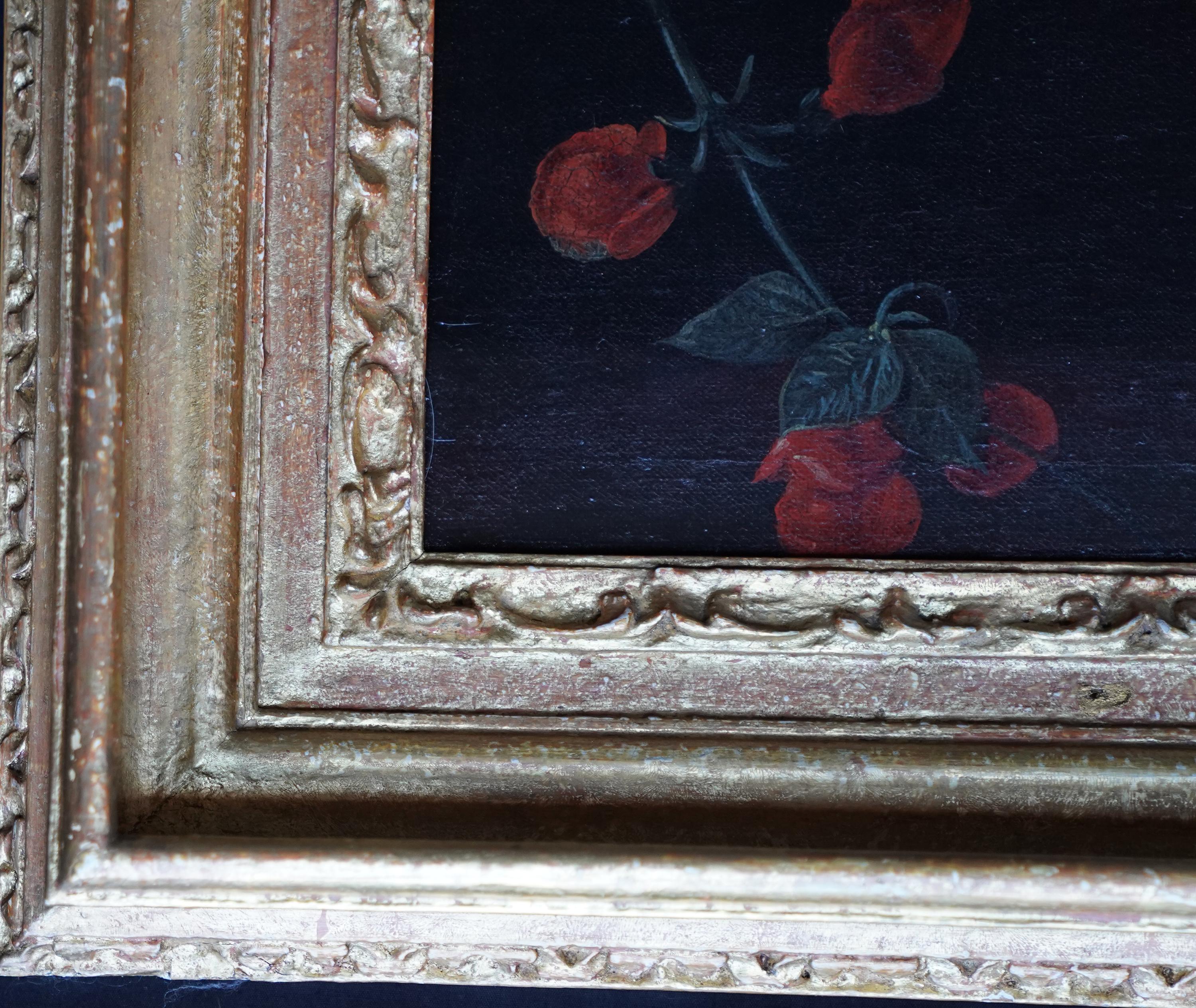 Floral Arrangement in a Glass Vase - Dutch Old Master still life oil painting For Sale 9