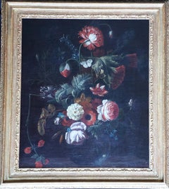 Floral Arrangement in a Glass Vase - Dutch Old Master still life oil painting