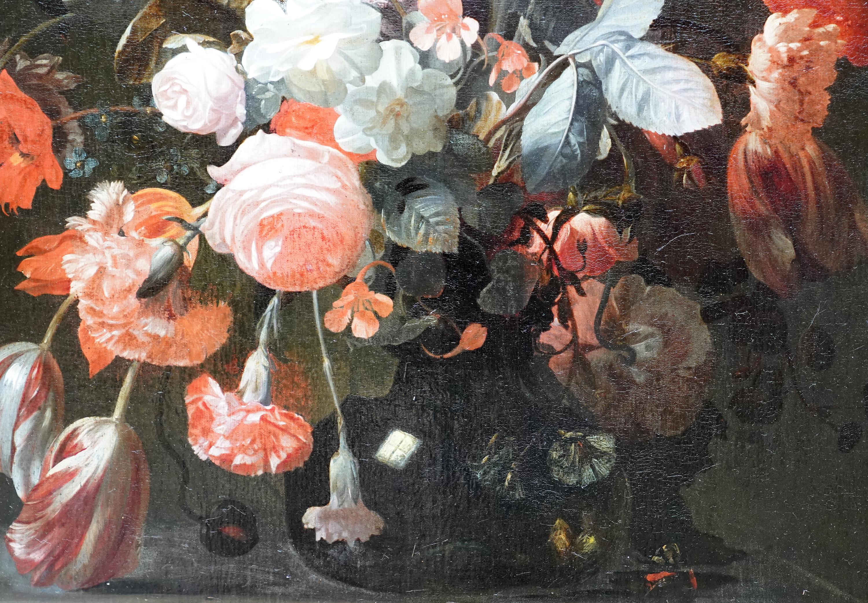 Gemischtes Blumenarrangement in einer Vase - Holländischer Alter Meister Goldenes Zeitalter Ölgemälde im Angebot 5