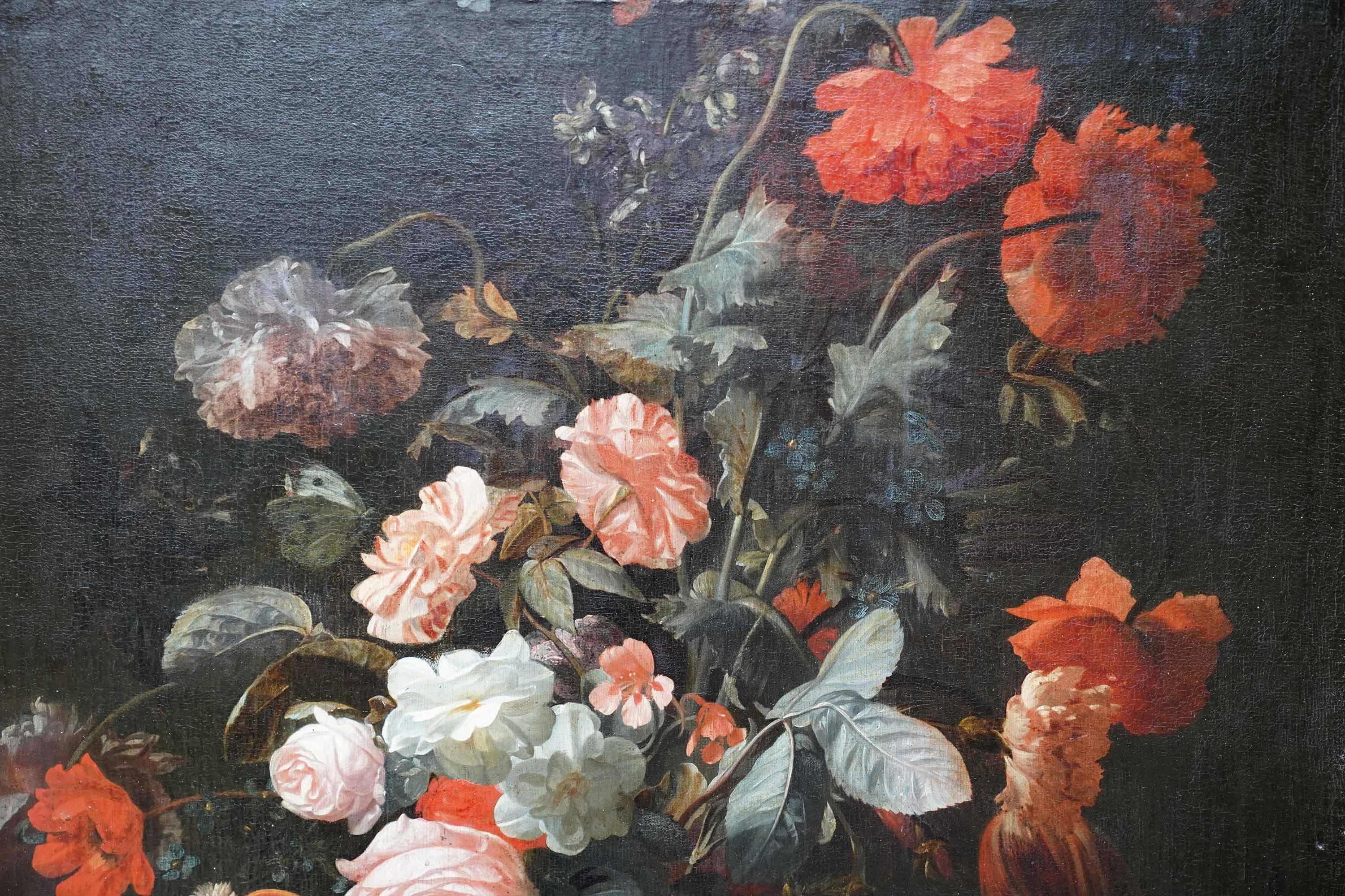Composizione floreale mista in un vaso - Dipinto a olio olandese dell'età dell'oro del vecchio maestro in vendita 6
