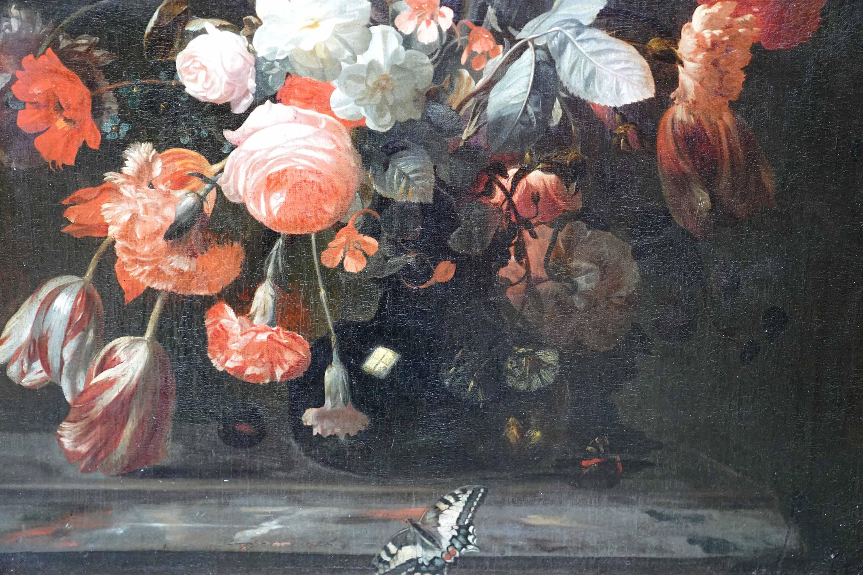 Composizione floreale mista in un vaso - Dipinto a olio olandese dell'età dell'oro del vecchio maestro in vendita 7