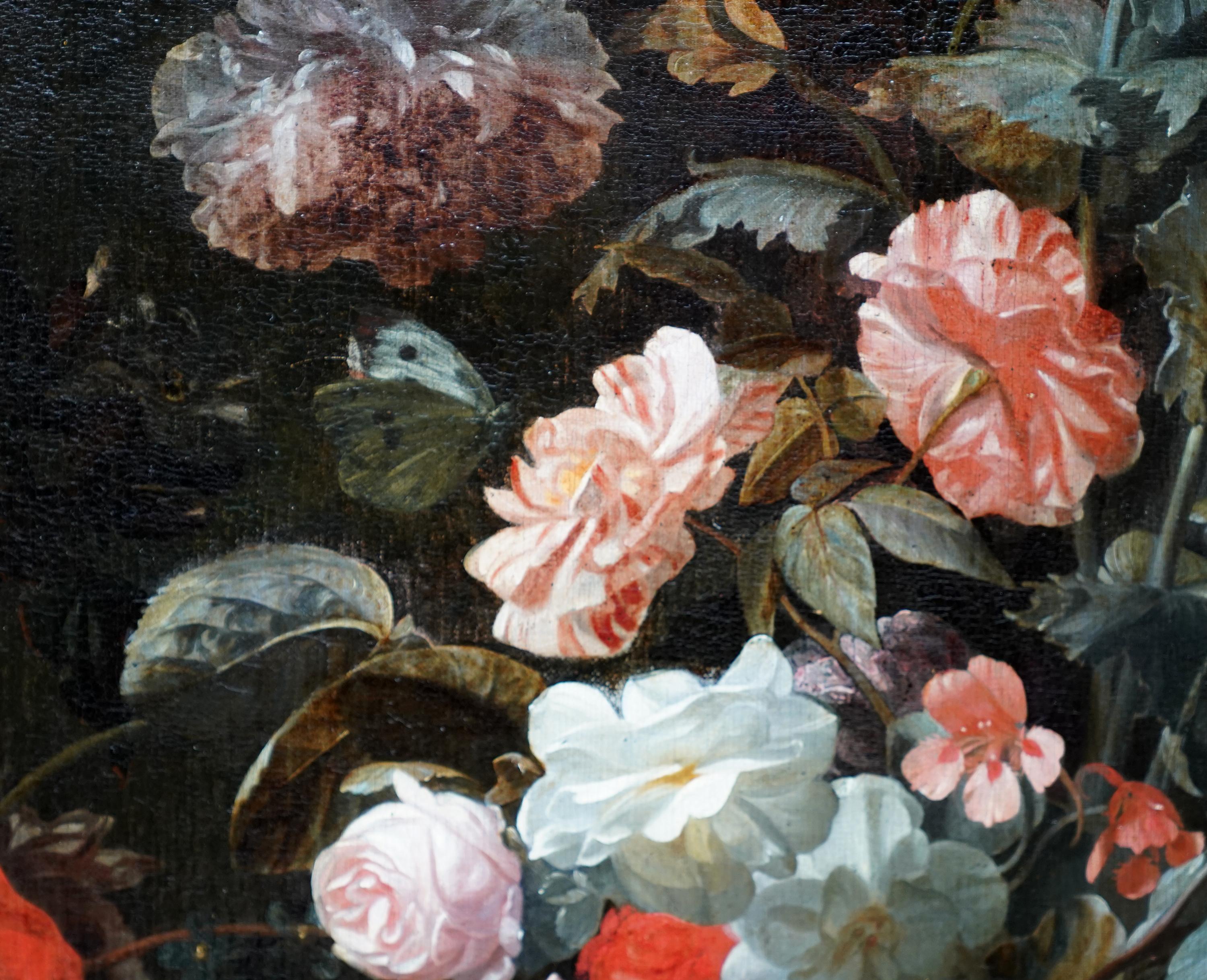 Gemischtes Blumenarrangement in einer Vase - Holländischer Alter Meister Goldenes Zeitalter Ölgemälde im Angebot 7