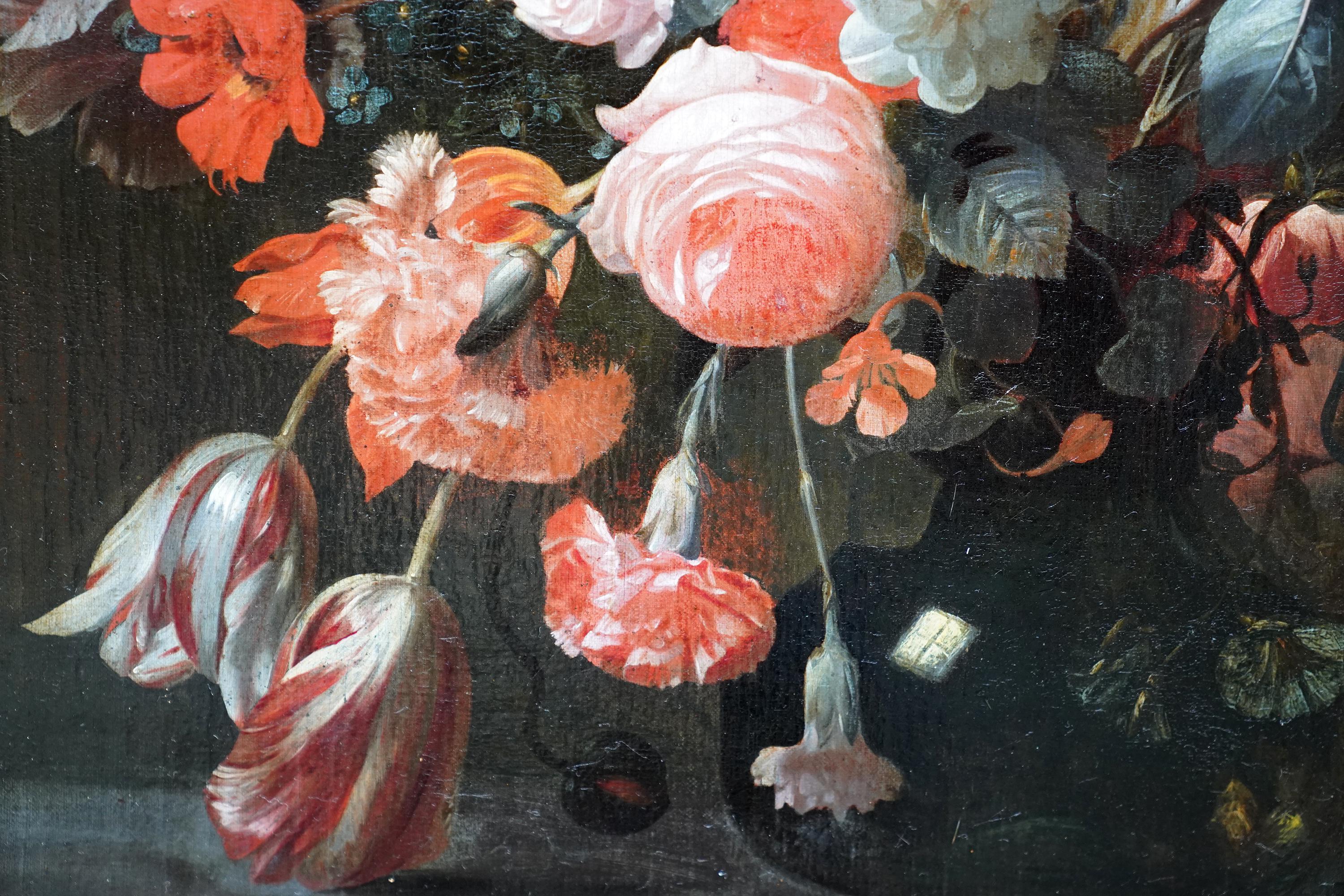 Gemischtes Blumenarrangement in einer Vase - Holländischer Alter Meister Goldenes Zeitalter Ölgemälde im Angebot 8