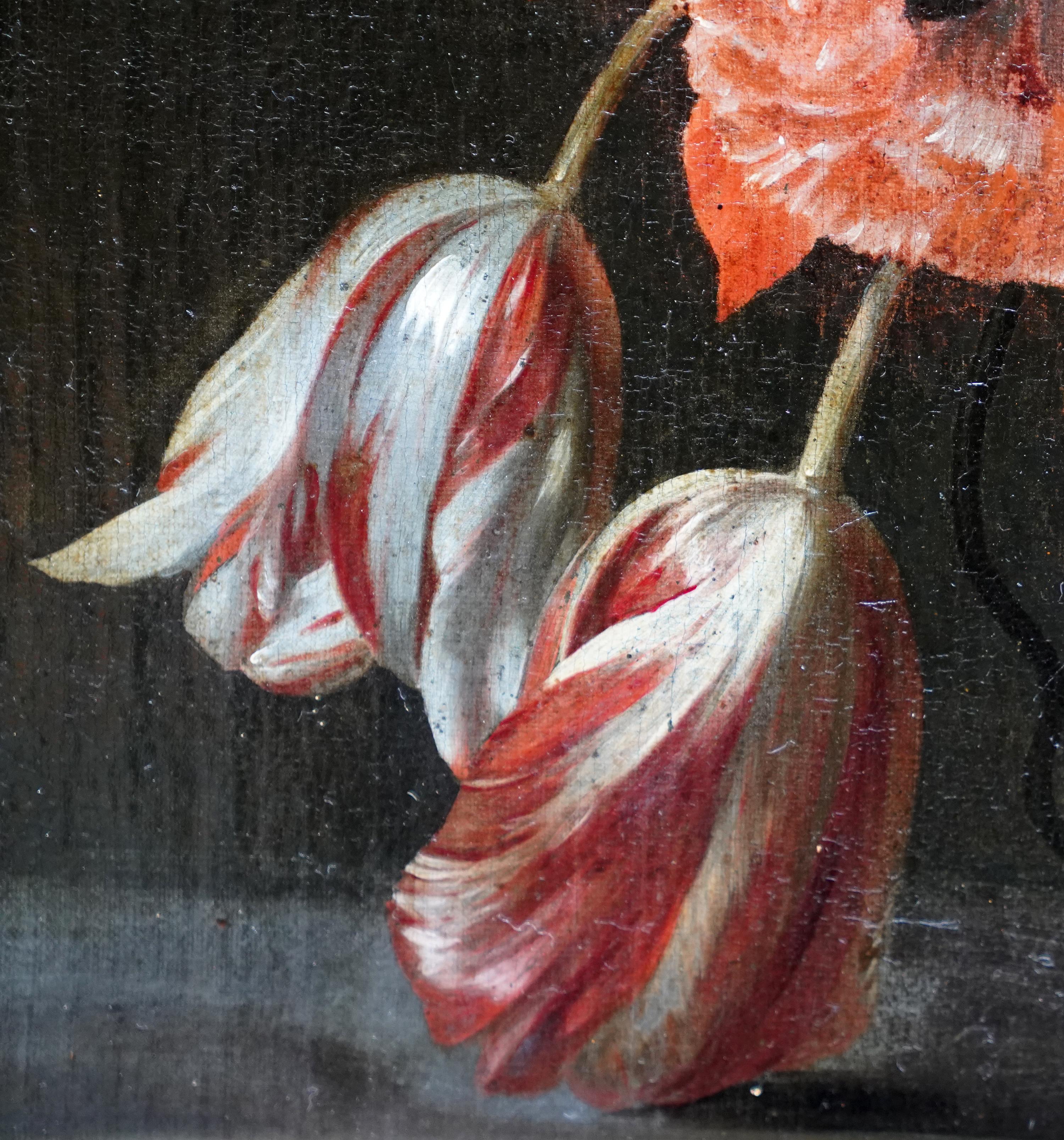 Gemischtes Blumenarrangement in einer Vase - Holländischer Alter Meister Goldenes Zeitalter Ölgemälde im Angebot 9