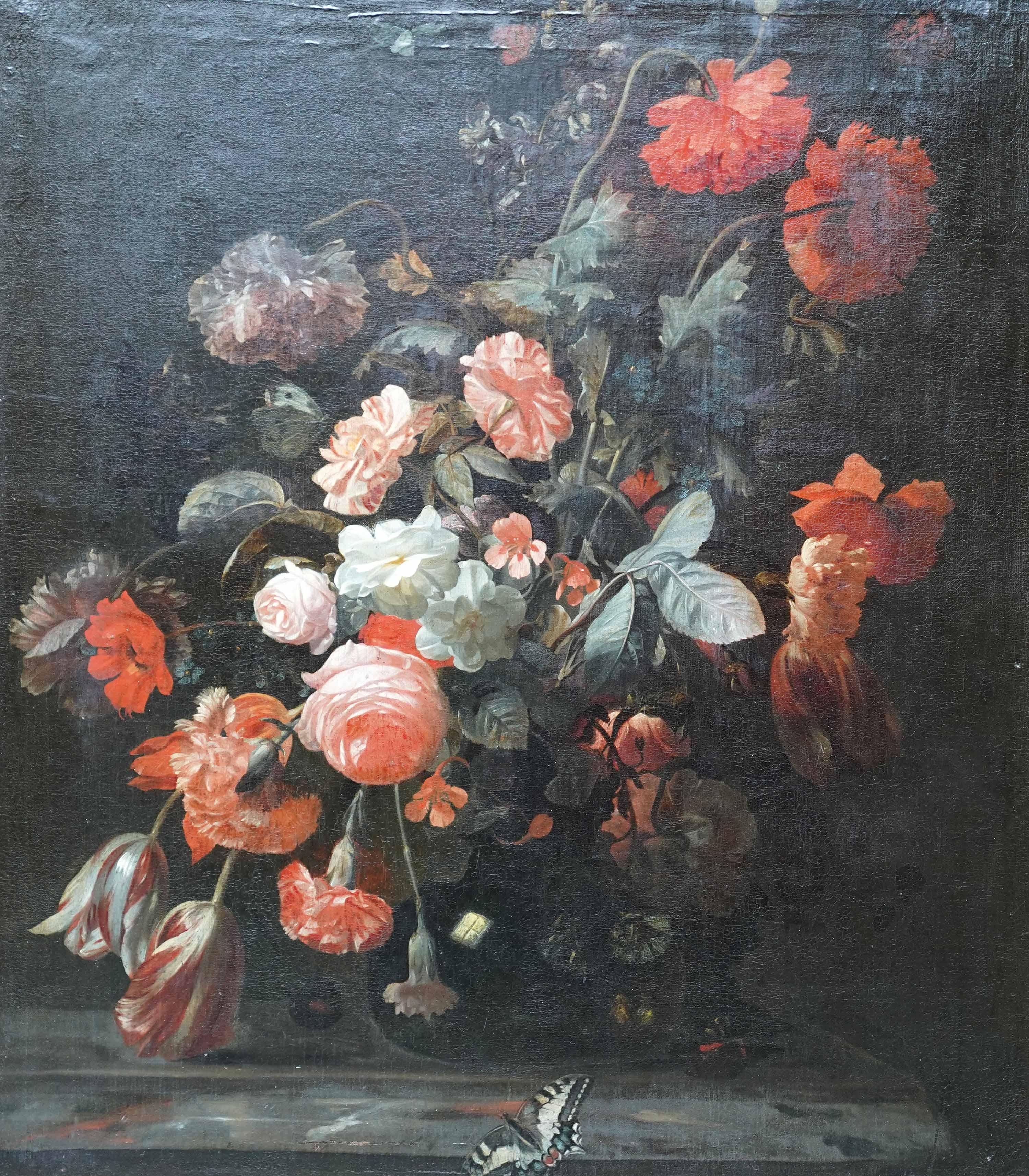 Composizione floreale mista in un vaso - Dipinto a olio olandese dell'età dell'oro del vecchio maestro - Painting di Simon Pietersz Verelst