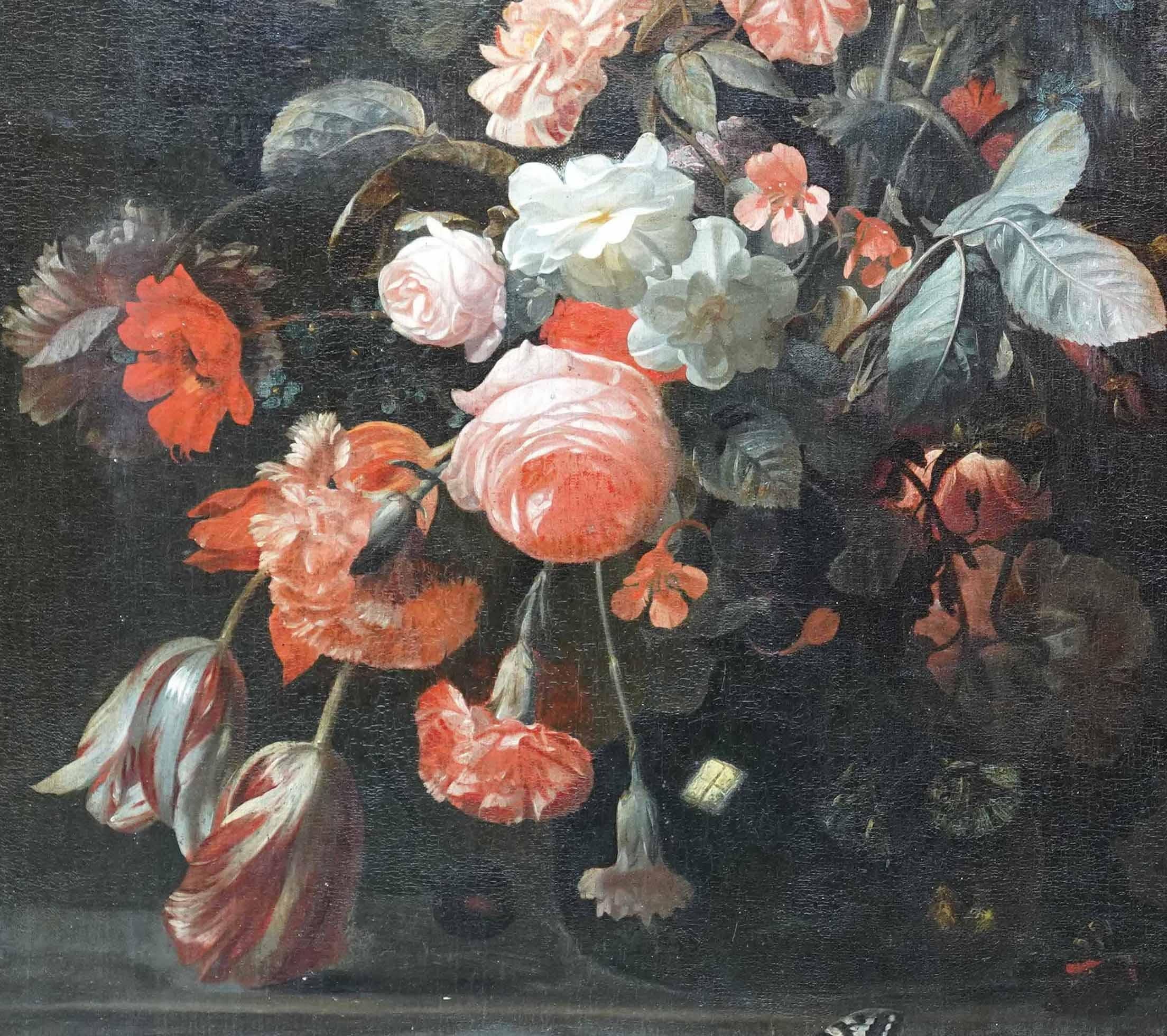 Composizione floreale mista in un vaso - Dipinto a olio olandese dell'età dell'oro del vecchio maestro - Still-Life Painting Nero di Simon Pietersz Verelst